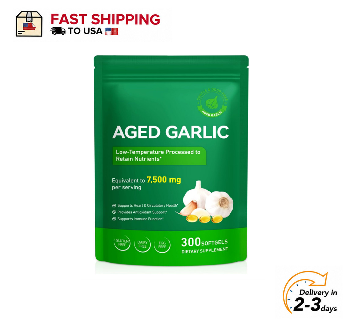 Odorless Aged Garlic Extract 7500mg Heart Immune Support Supplement 300 Softgels