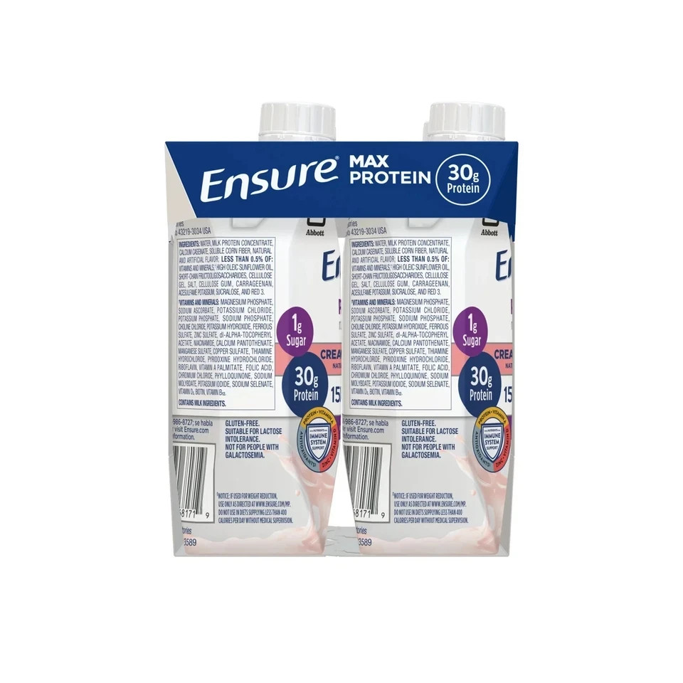 Ensure Max Protein shake 30g protein creamy Strawberry 11 fl oz 4 Pack…..