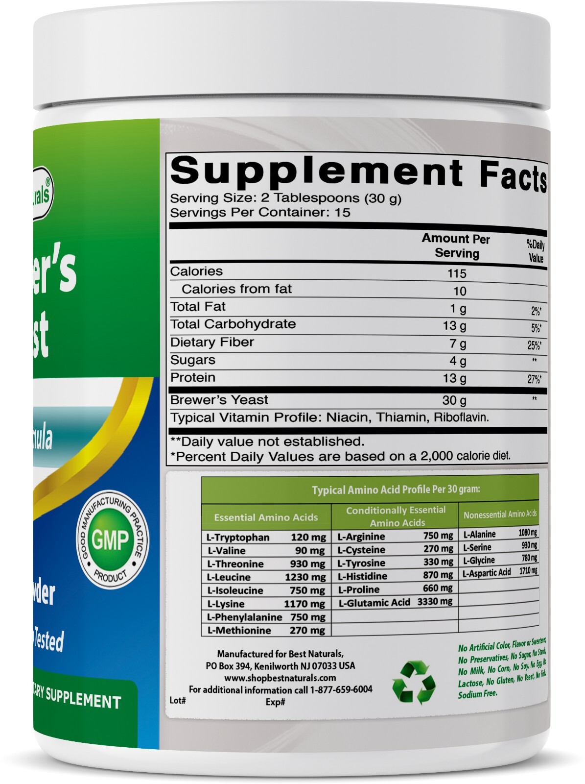 Best Naturals 100% Pure Brewers Yeast Powder – 16 oz