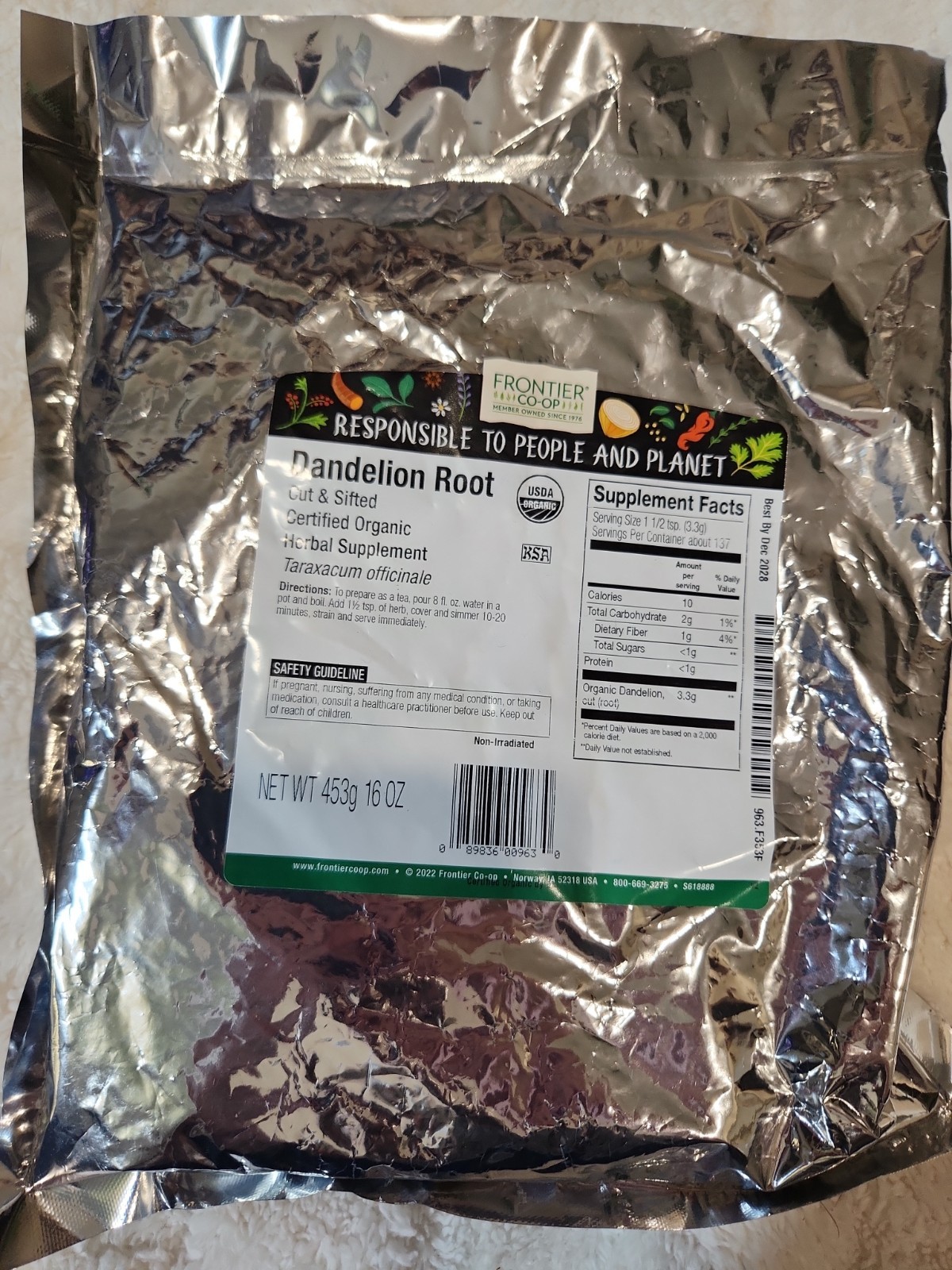 Dandelion Root Cut & Sifted 1 Lb by Frontier Co-op Exp. 5/2028