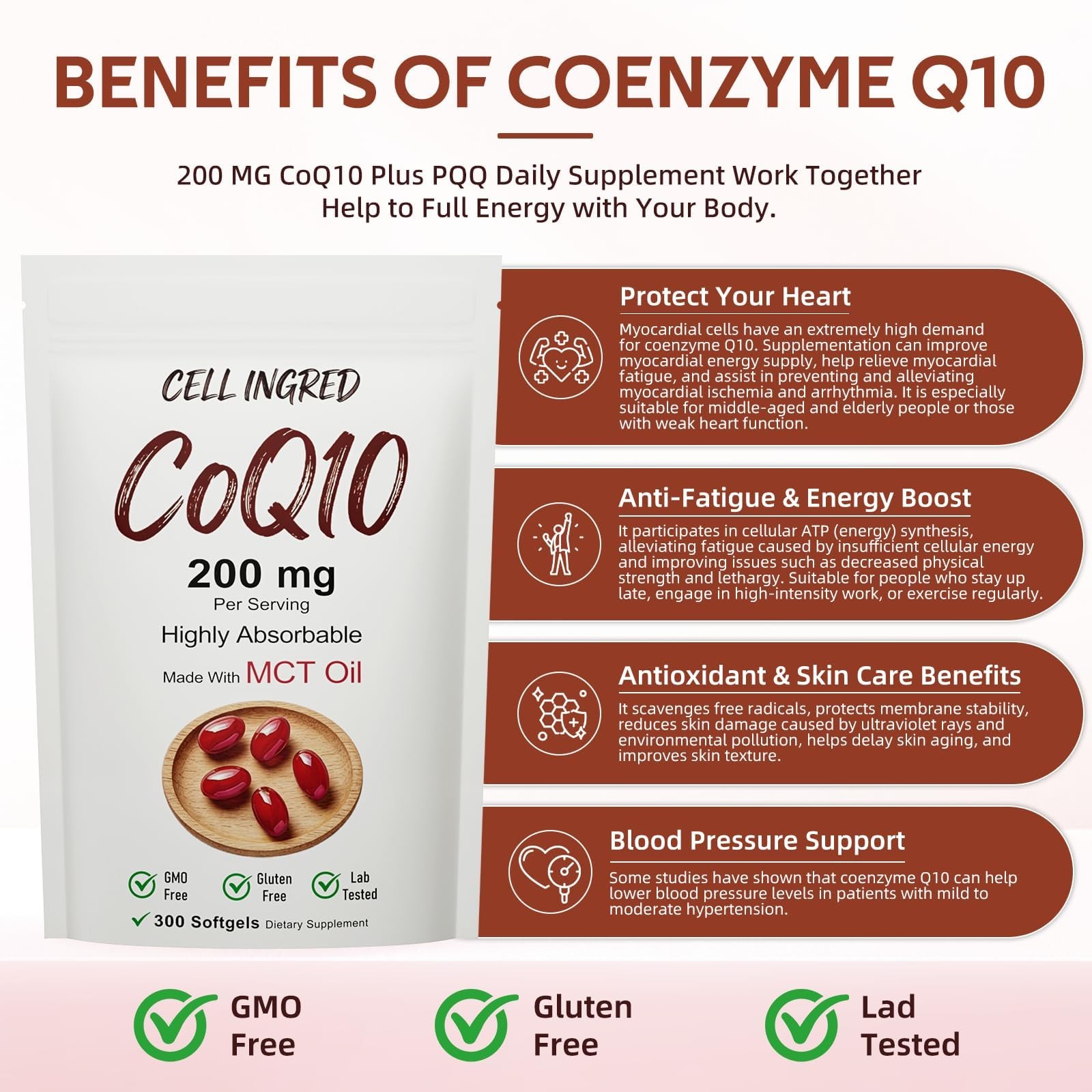 CQ10, 200 mg per Serving, 300 softgels with Coconut MCT Oil, Highly absorbabl…