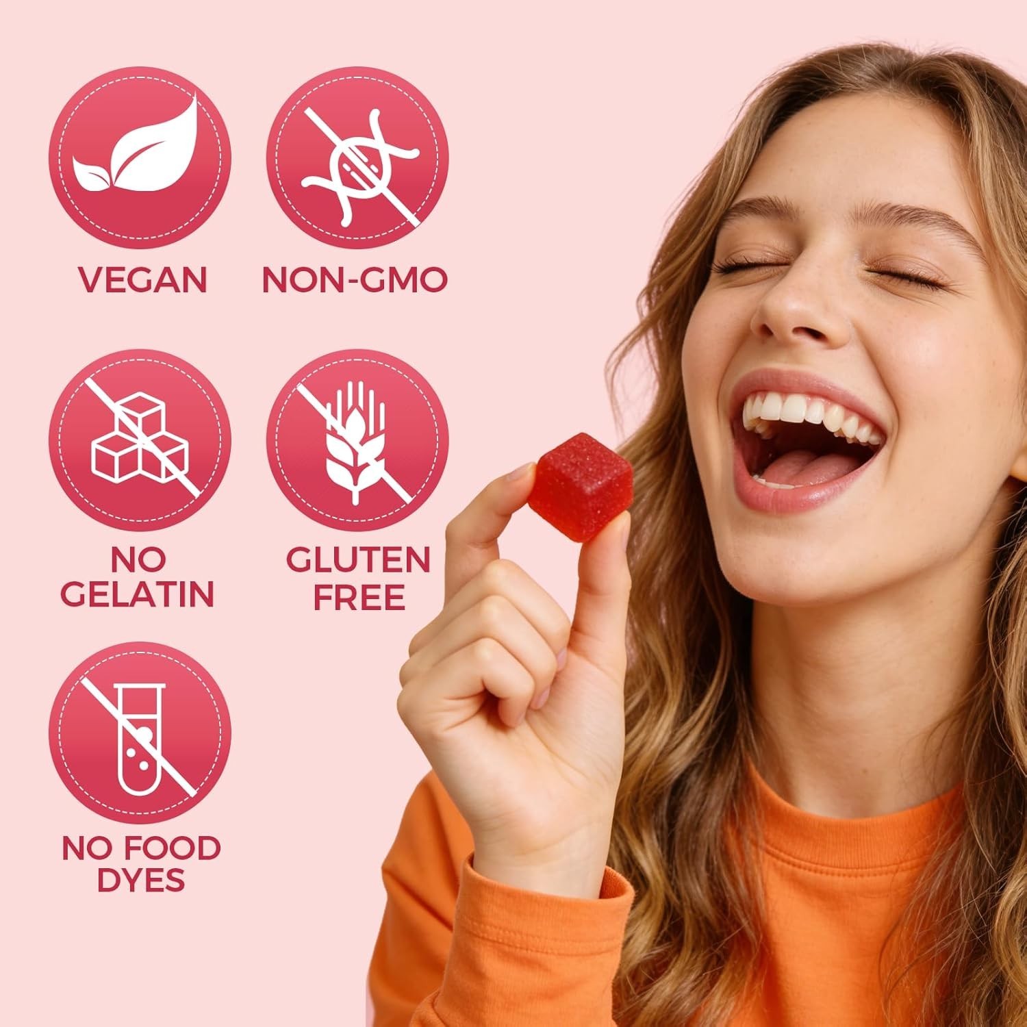Spicy Cubes Hot Peach Gummies with Chili, Maca Root Vegan 30 Count