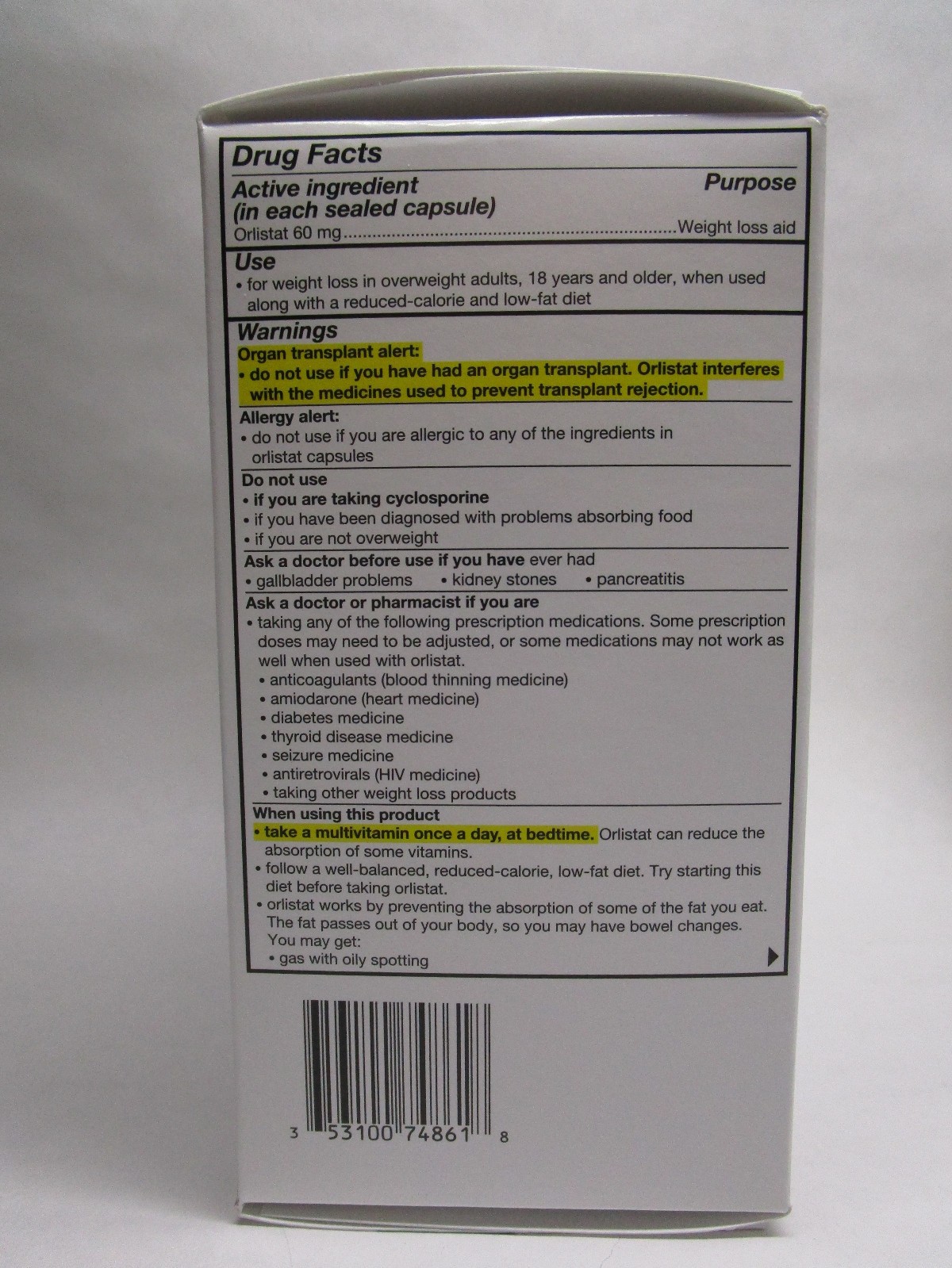 Alli-Orlistat 60mg Weight Loss Aid 60 Capsules Starter Pack Exp 4/27 New/Sealed