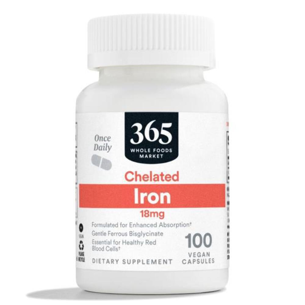 7/27 365 by Whole Foods Market, Chelated Iron 18mg, Vegan, 100 Capsules