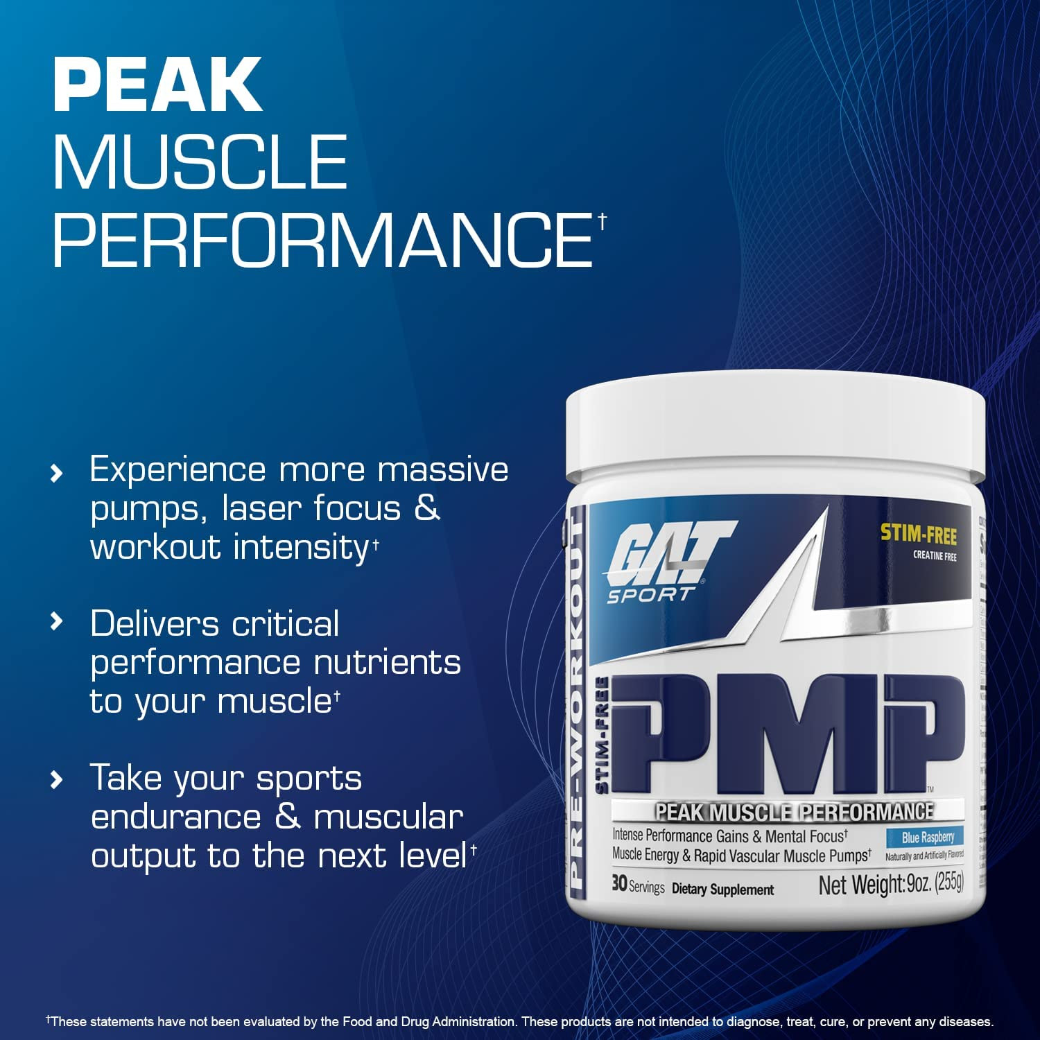 PMP (Peak Muscle Performance), Pre-Workout, 30 Servings (Blue Raspberry (Stim-Fr