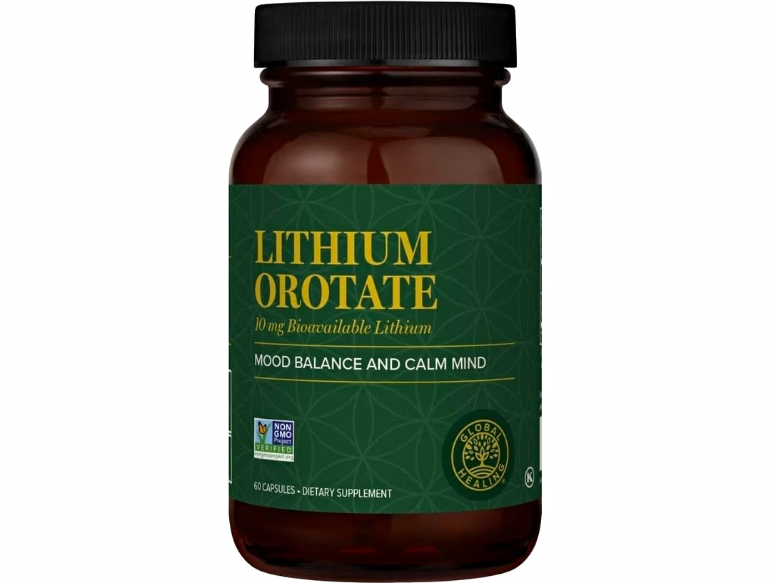 Global Healing Lithium Orotate 10 mg Mood & Emotional Support 60 Caps Non-GMO