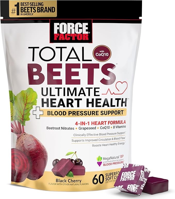 FORCE FACTOR Total Beets Ultimate Heart Health Pressure Blood Support Chews