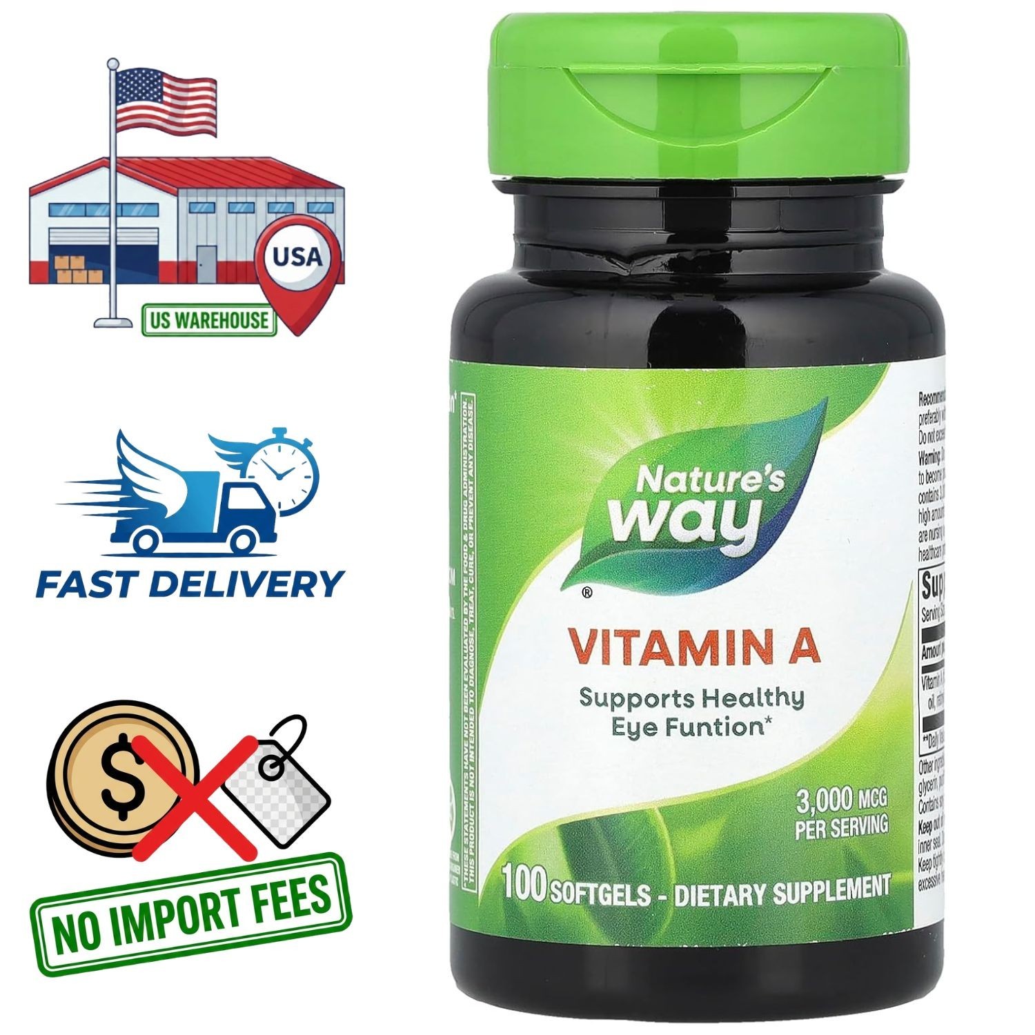 Vitamina A 3000 mcg | 100 Cápsulas Blandas | Suministro para 100 Días