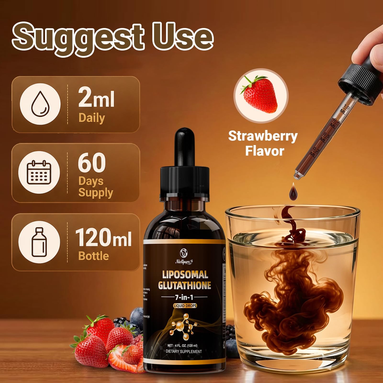 Liposomal Glutathione Liquid, 4 fl oz 4 Fl Oz (Pack of 1)