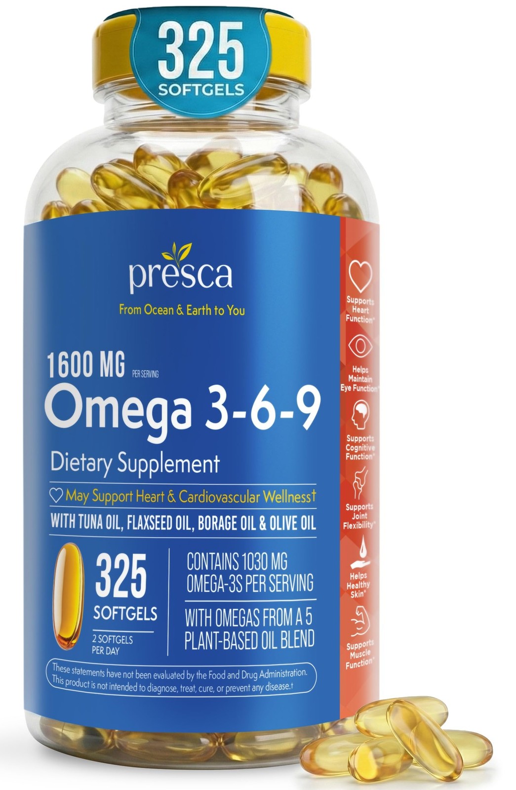 Omega 3-6-9 Dietary Supplement (325 ct.) – Promote Visual Function and Eye Healt
