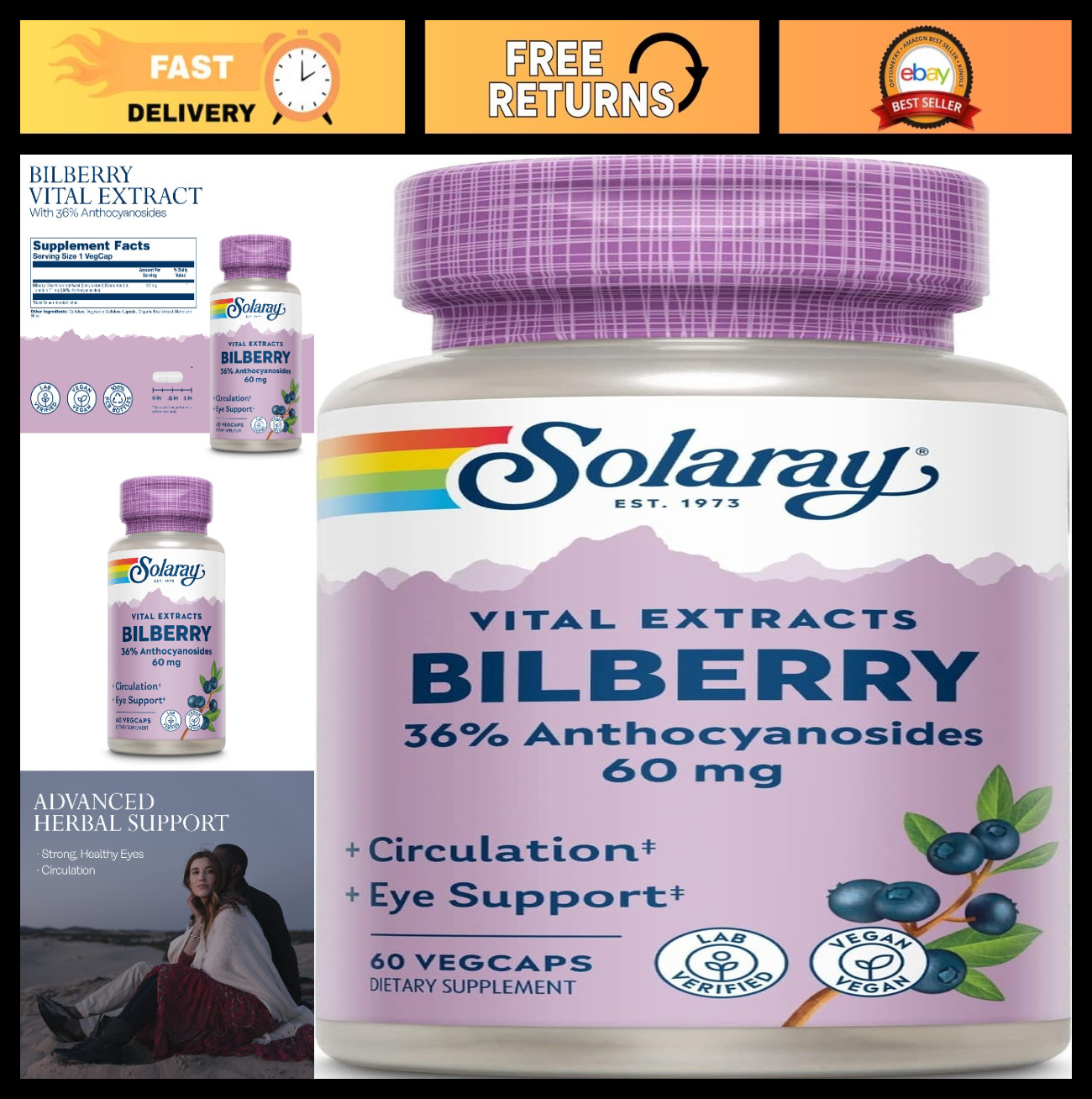 Bilberry Extract 60mg – Antioxidant Support for Healthy Vision & Circulation – 6