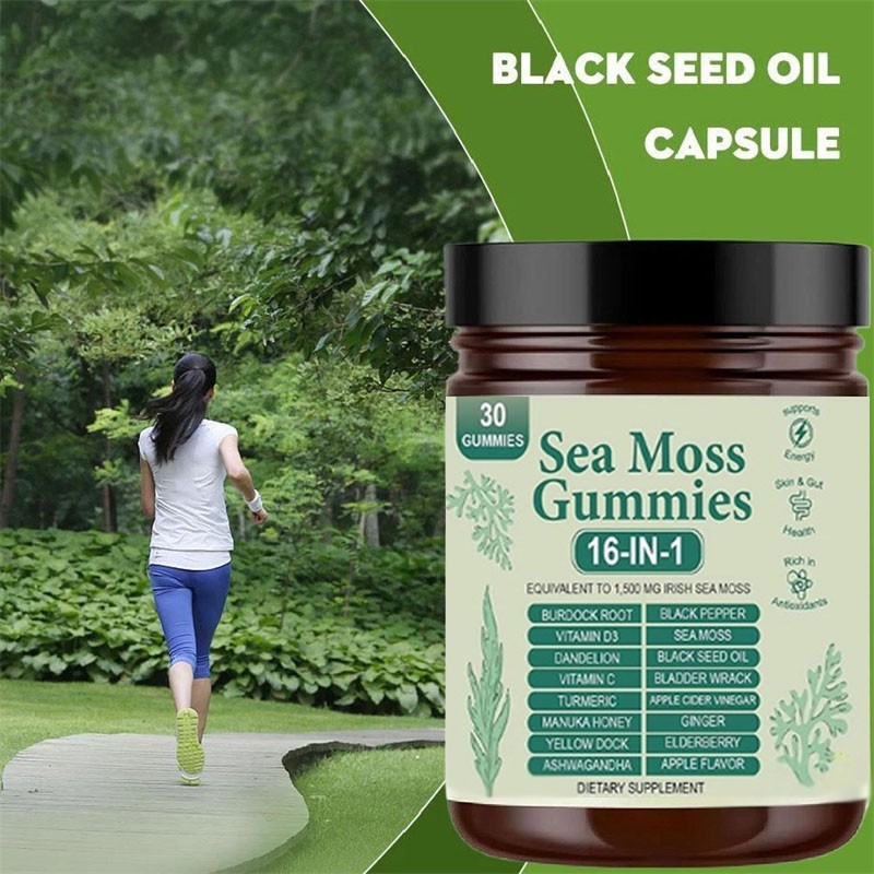 16 in 1 Sea Organic Moss Gummy | Irishmoss Extract 6000Mg | Green Apple Flavor.
