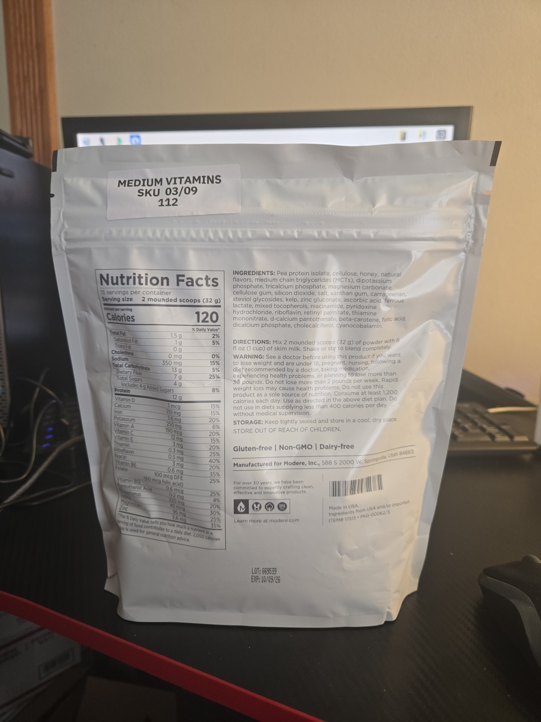 Modere Vanilla Meal Replacement Shake 16.9oz (1.1lb) Vegan Non-GMO Exp: 10/26