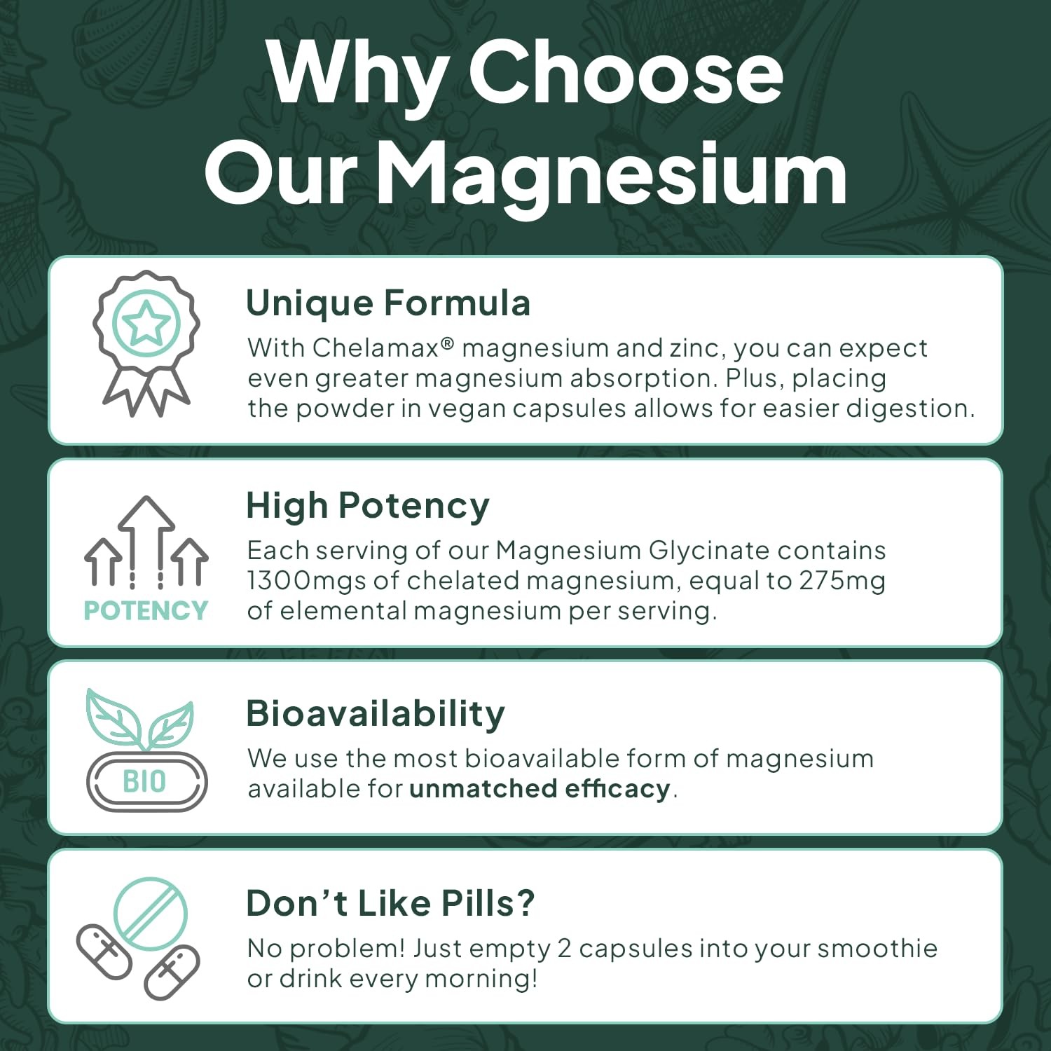 Magnesium Glycinate Zinc Organic Strength Maximum Supplement Chelated Ocean