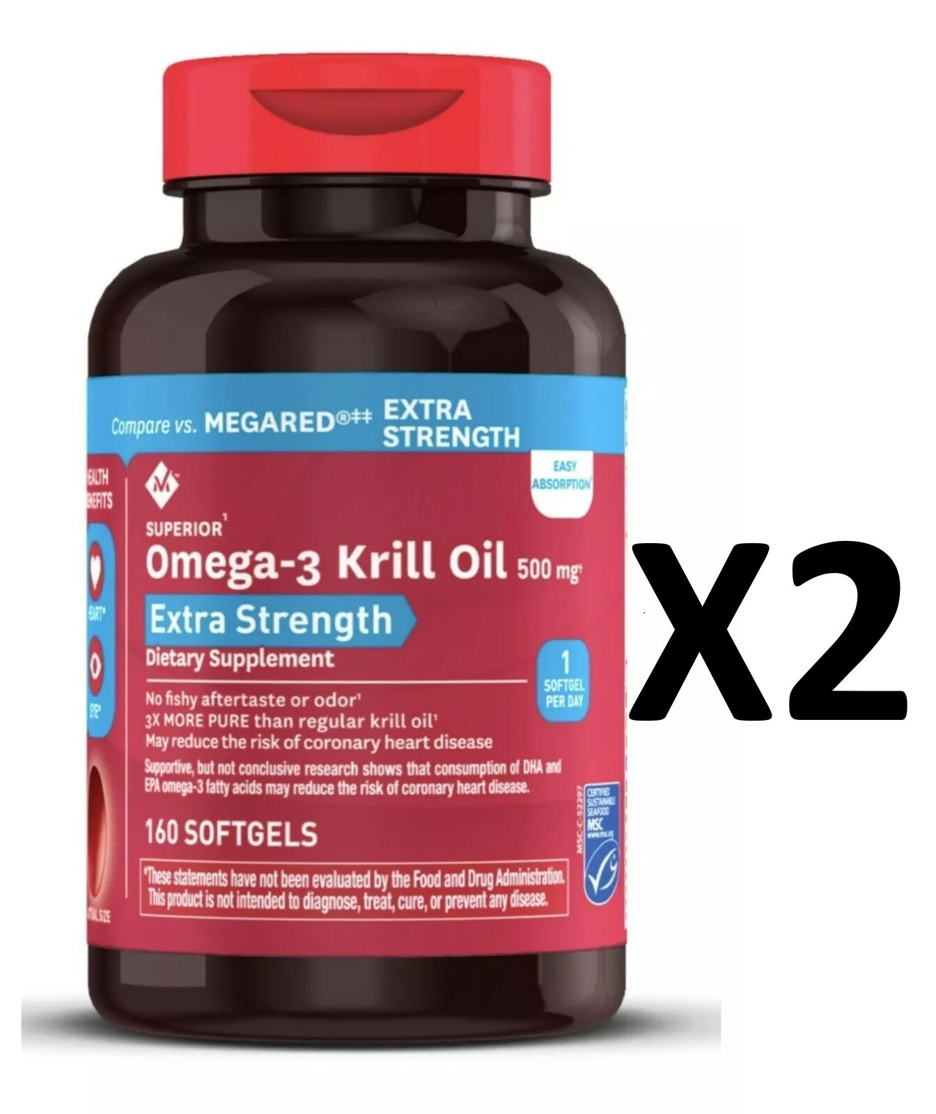 Member’s Mark Extra Strength Krill Oil 500mg 320 SOFTGEL compare to MEGARED EXTR