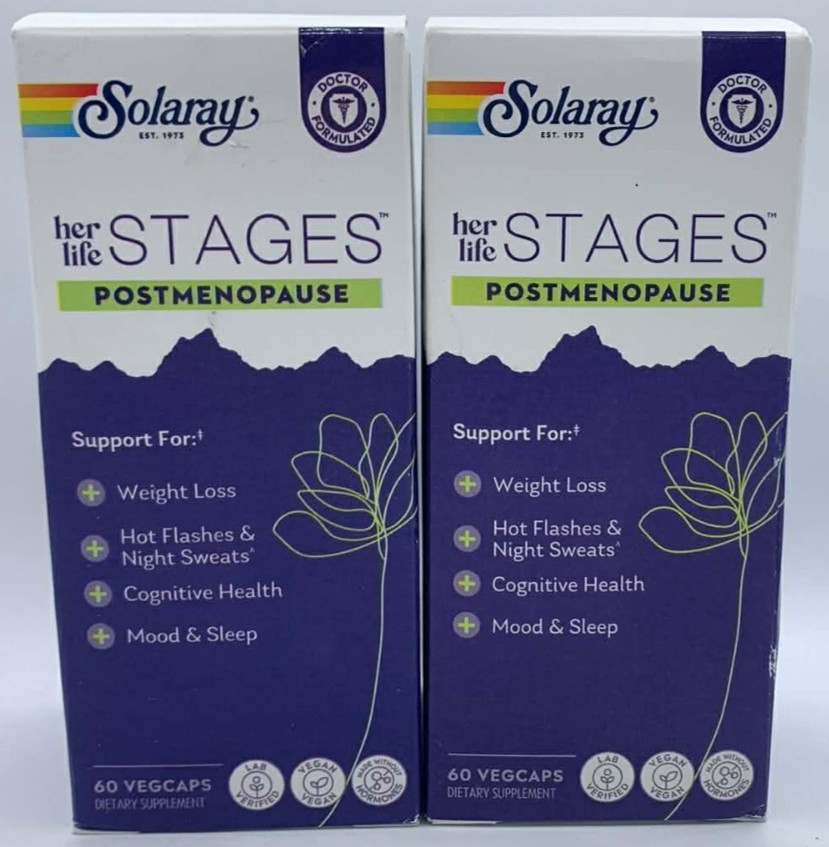 2PK Solaray Stages PostMenopause ~ 60 Vegcaps Each ~ EXP 9/26 ~ FAST SHIP