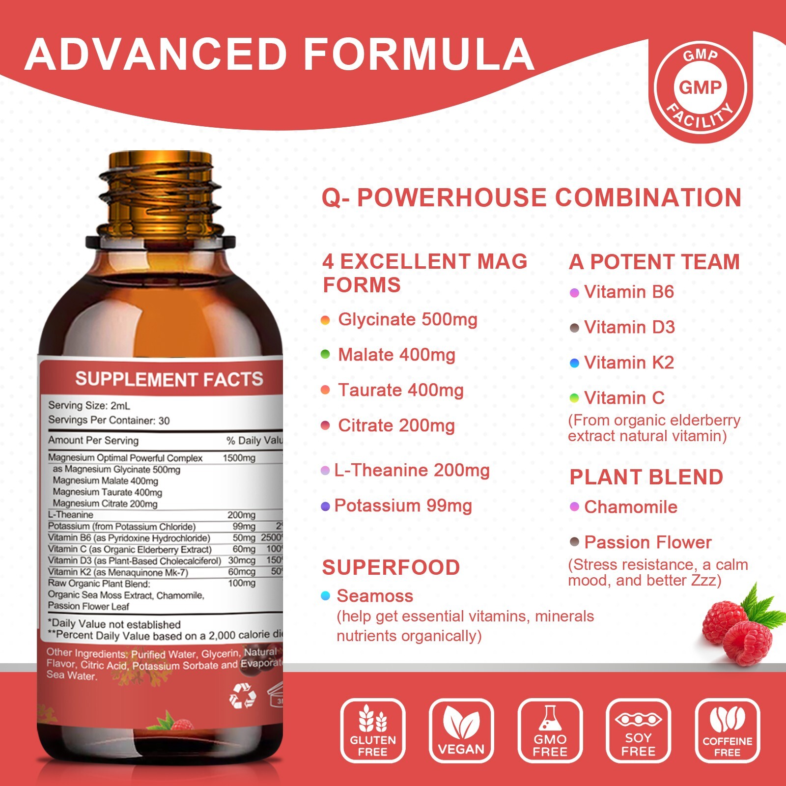 Magnesium Complex Supplement with Magnesium Glycinate,Citrate, Malate,Taurate