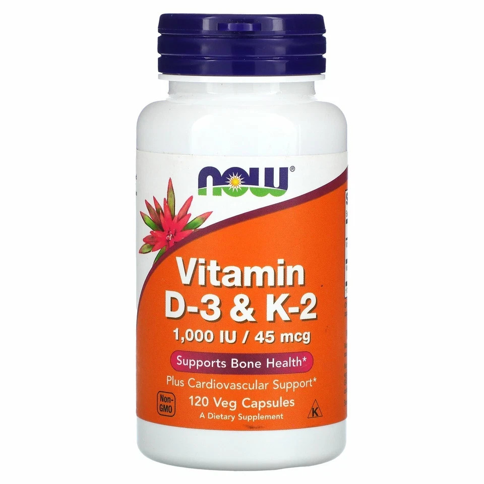 Now Foods Vitamin D-3 & K-2 (1000 mcg) 120 VEG CAPSULES, BONE & HEART