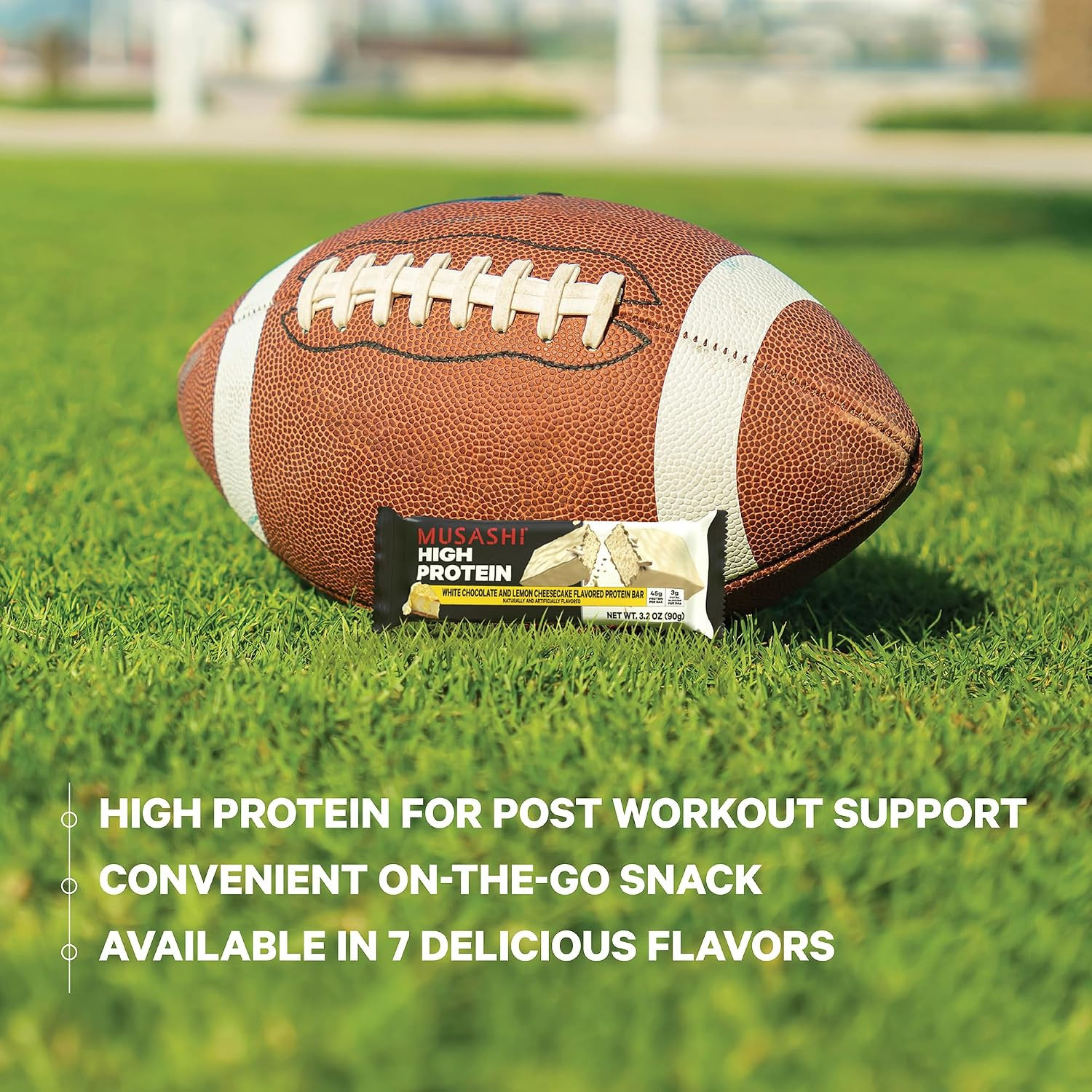 MUSASHI High Protein Bar, 44g Protein, 3.7g Total Sugars, Lemon Cheesecake, Post