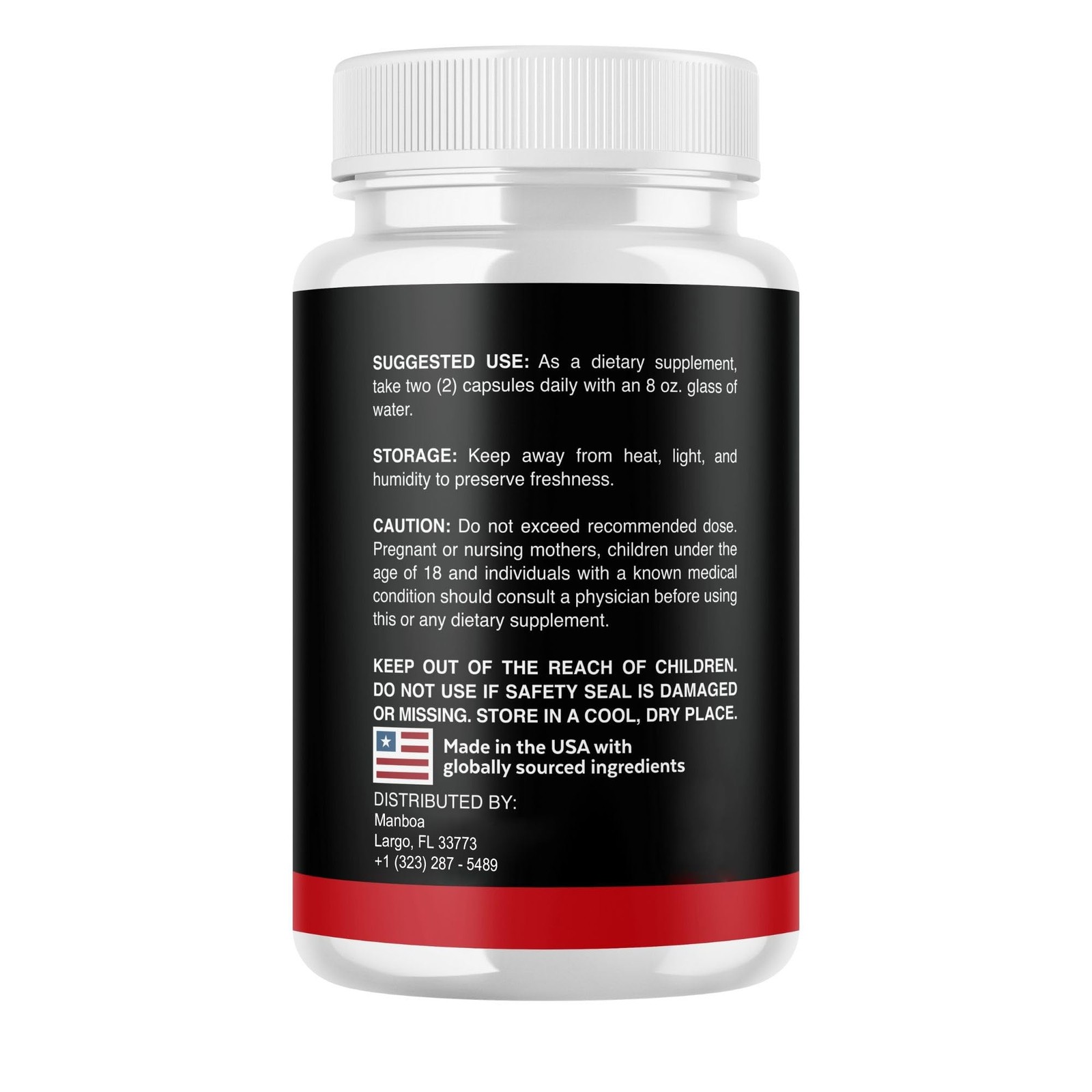 Manboa Men Daily Wellness Energy Support Supplement Capsules 1 Pack 60Ct