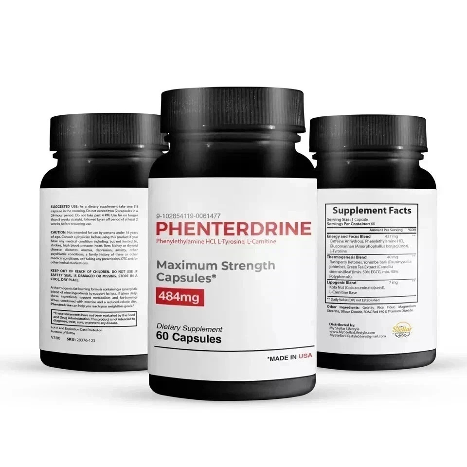 Phenterdrine, thermogenic fat burning formula 60 Capsules, Free Ship – Pack of 1