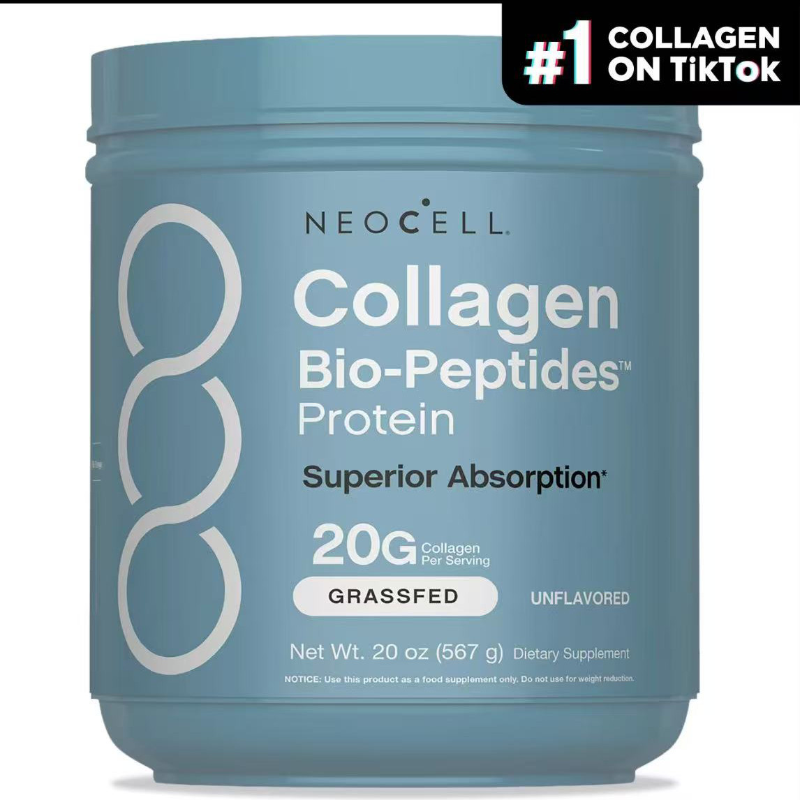 NeoCell Collagen Bio-Peptides Powder 20oz -Grassfed Protein Supplement-Advanced