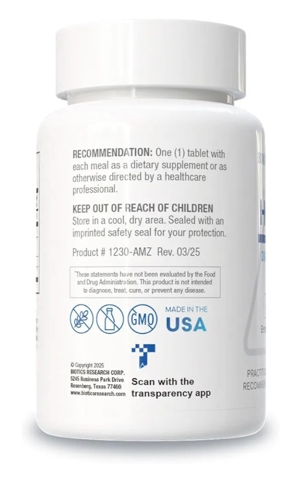 BIOTICS HCl Plus Betaine Hydrochloride Pepsin Glutamate 90 Tablets Exp 05/26