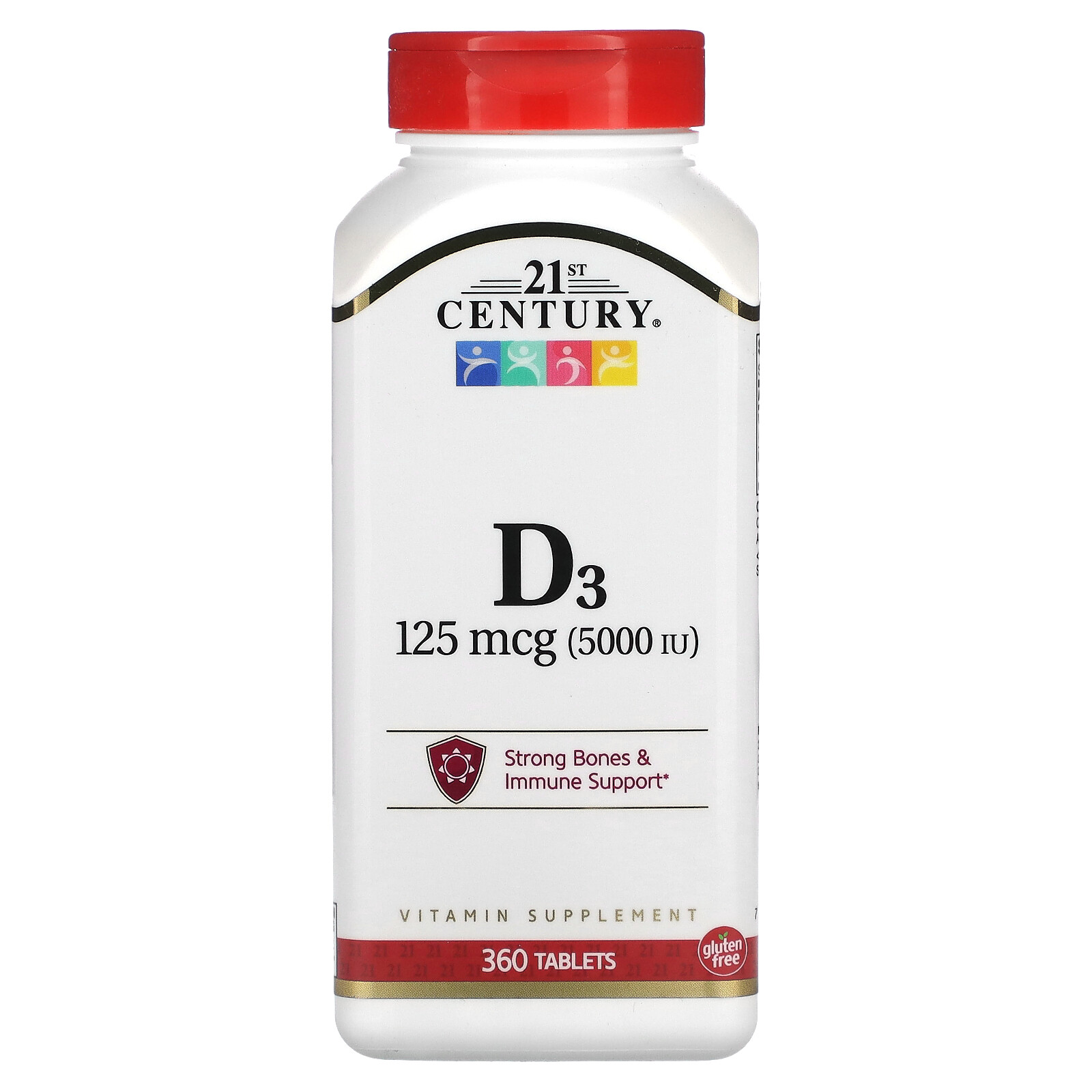 21st Century Vitamin D3 5000 IU 360 Tablets Gluten-Free