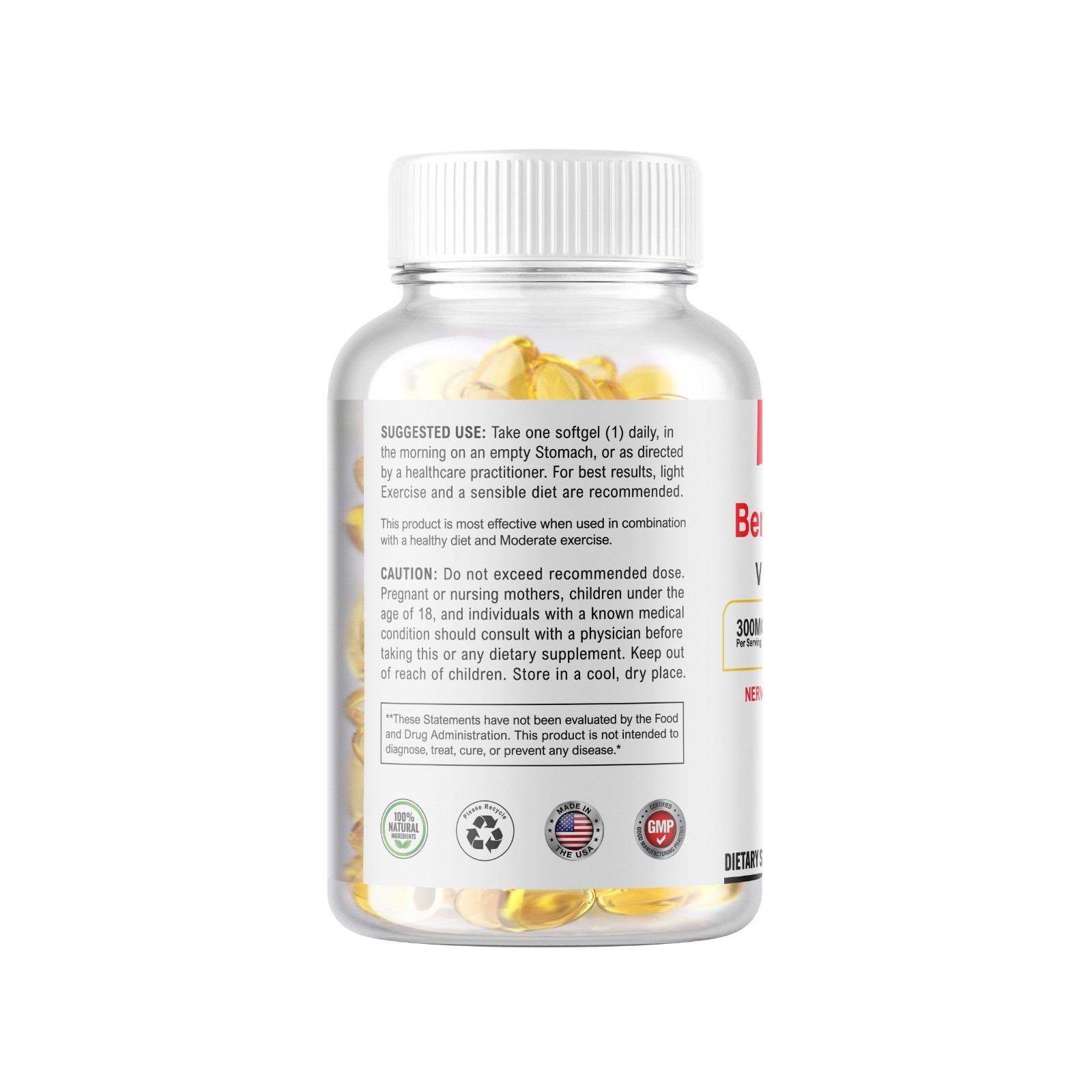 360 Benfotiamine Capsules 300mg Fat Soluble Thiamine Vit B1 NON-GMO,Gluten Free