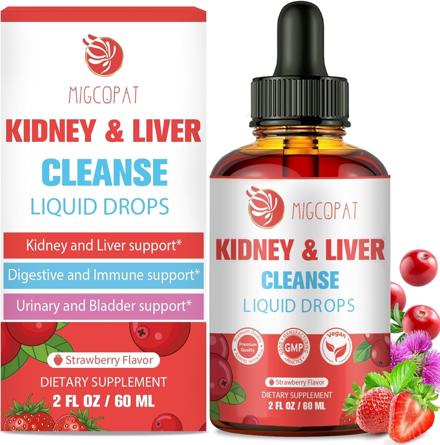 28-In-1 Kidney and Liver Cleanse Detox & Repair Drops, High Absorption Cranberry