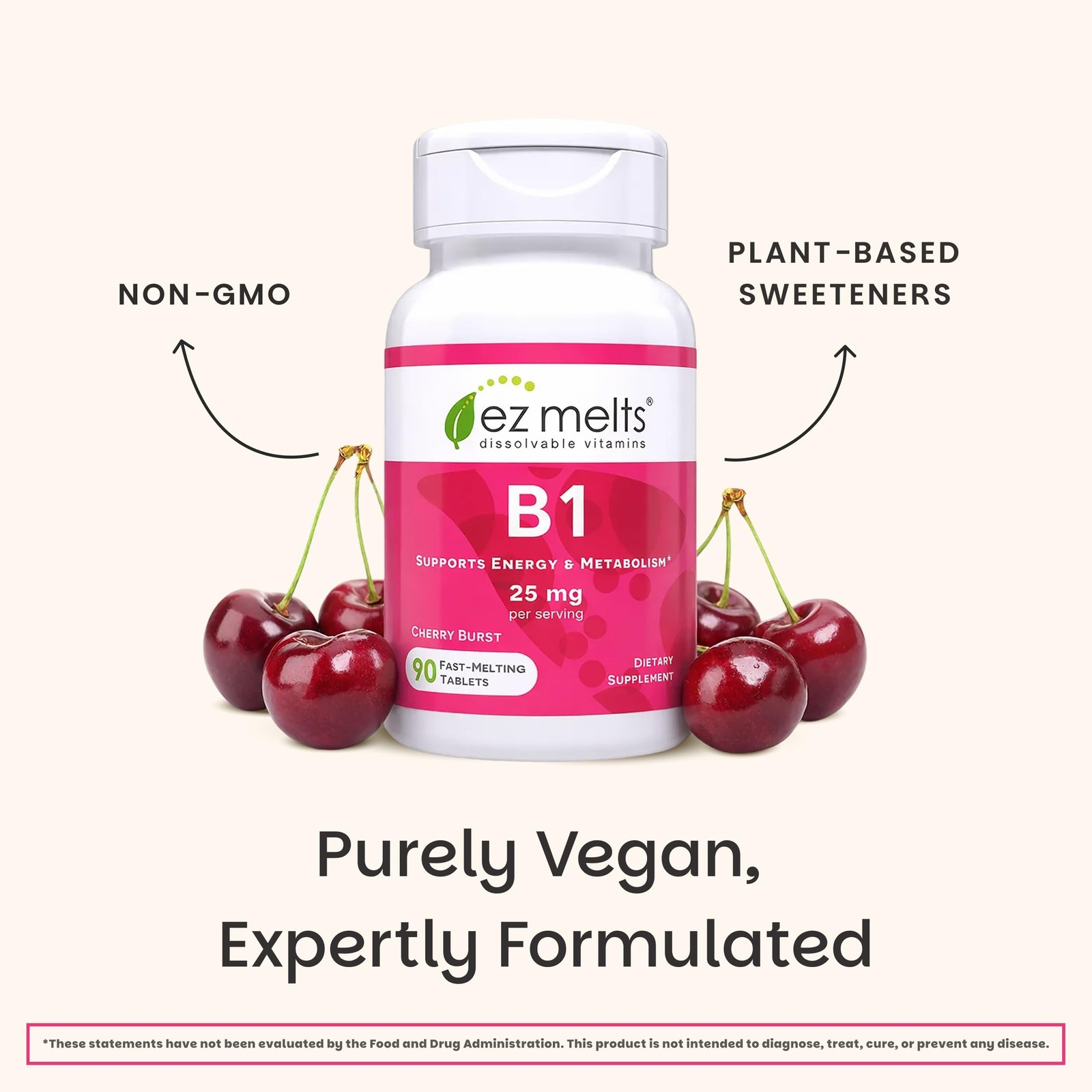 EZ Melts Dissolvable Vitamin B1 25 mg – Thiamin 90 Count (Pack of 1)