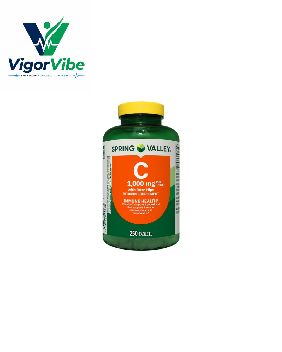 Spring Valley Vitamin C with Rose Hips 1000 mg Tablets 250 Count