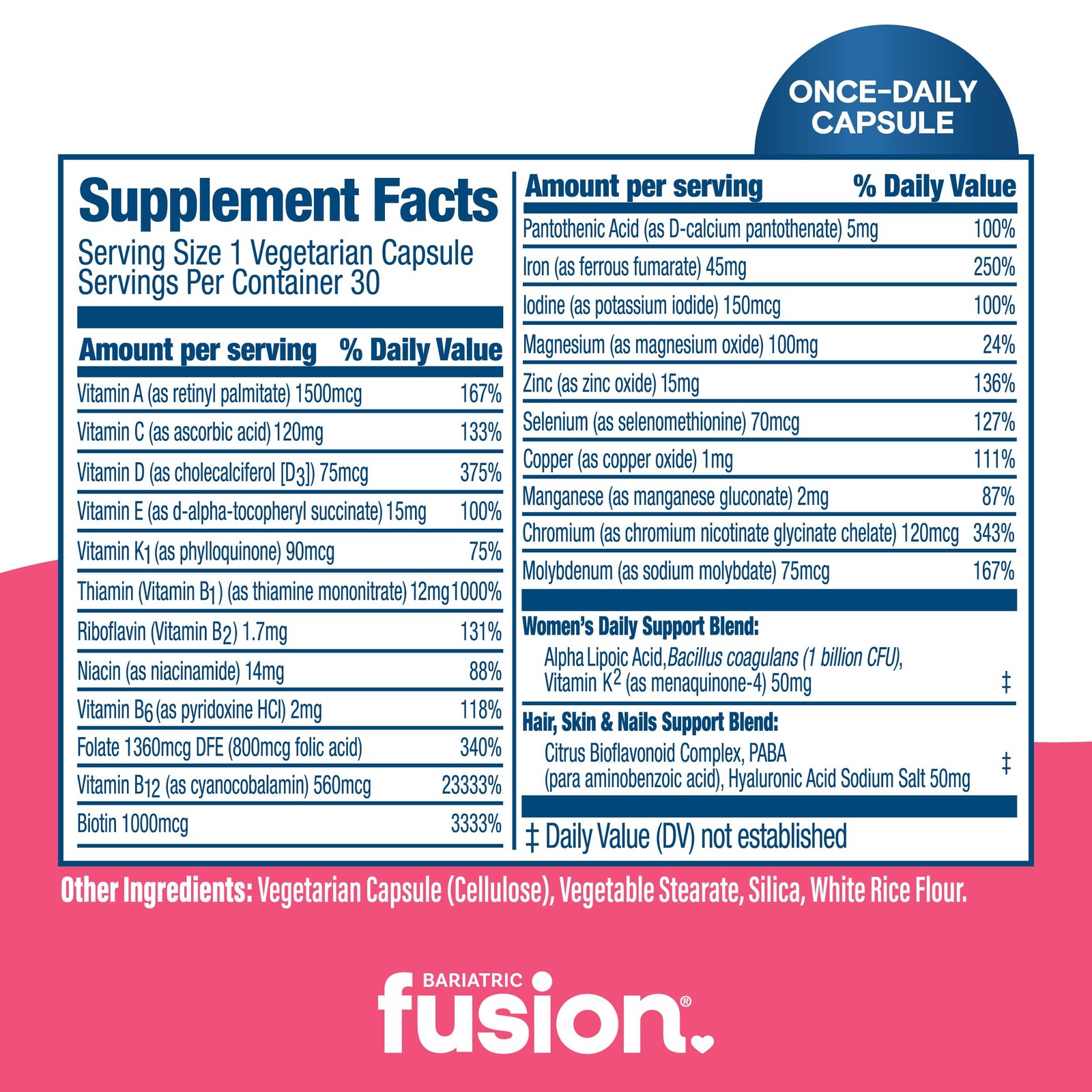 Bariatric Fusion One Per Day Multivitamin with 30 Count (Pack of 1)