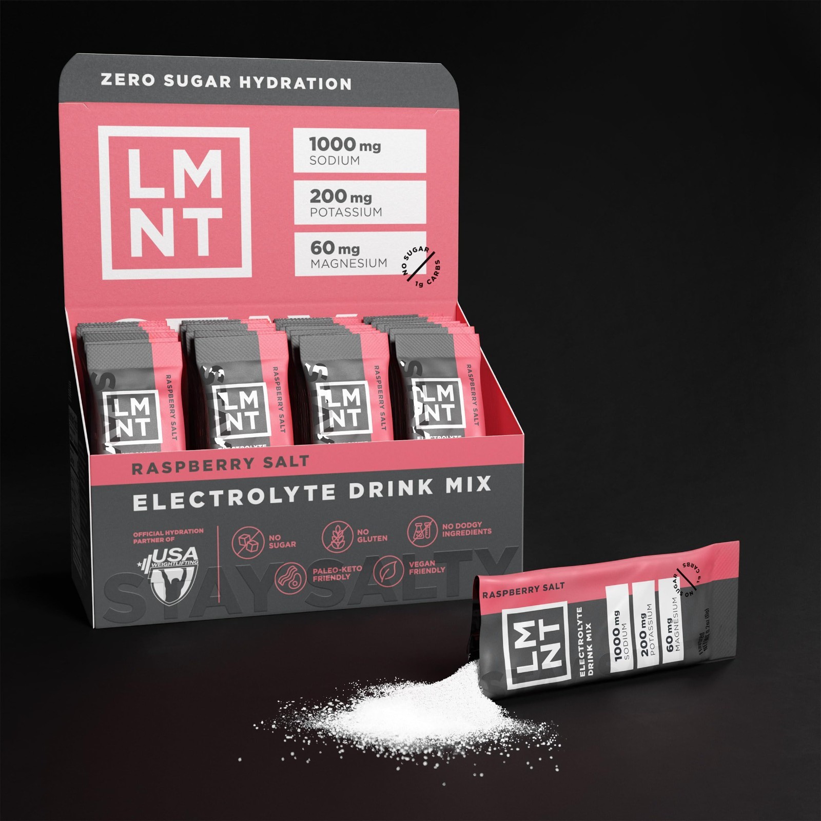 Electrolyte Drink Mix – Zero Sugar Raspberry Salt | 30 Pack | Hydration Boost