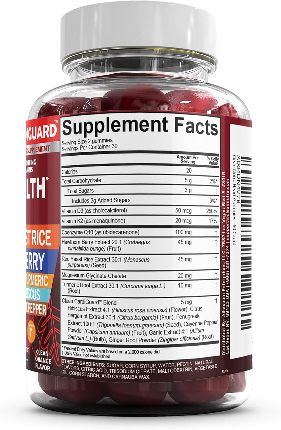 Coq10 Gummies | Red Yeast Rice Hawthorn Berry Ginger Turmeric Citrus Bergamot Hi