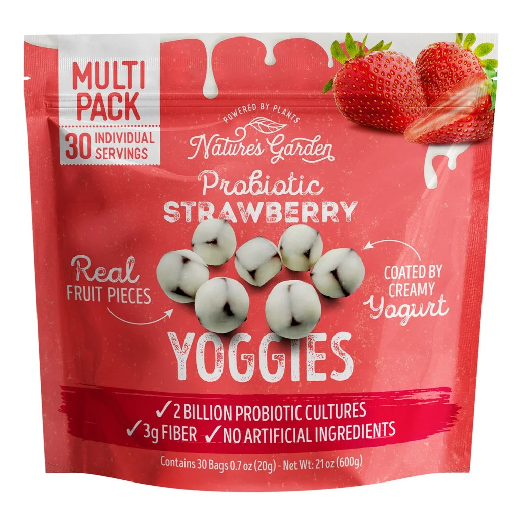 Nature’s Garden Strawberry Yoggies with Probiotics, 0.7 oz Bags pk of 2