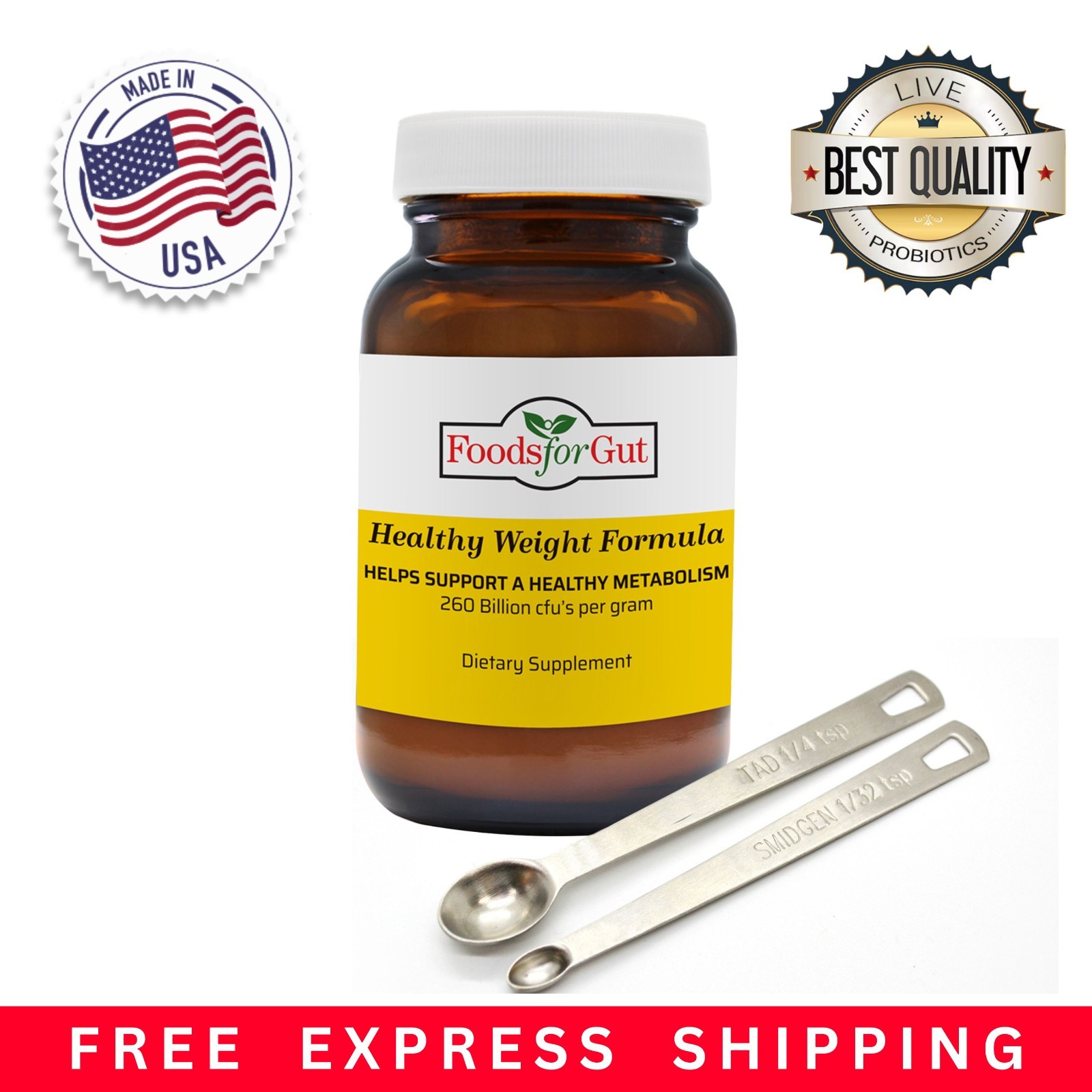 Healthy Weight Probiotic Powder 260B CFU | Made in USA | No Additives