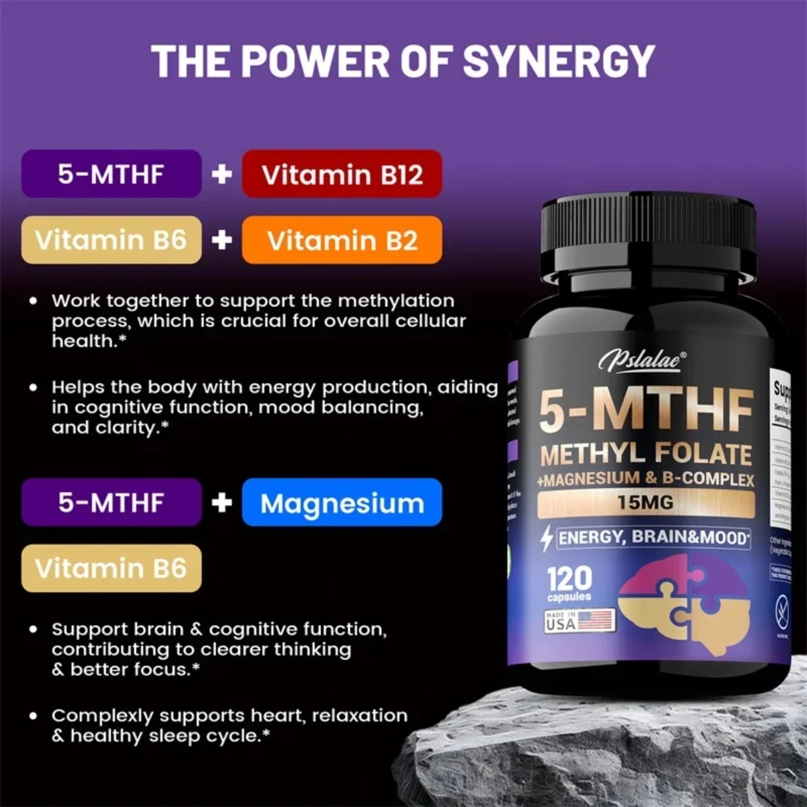 5-MTHF Methylfolate 120pcs – Boosts Cognitive Function, Enhances Memory & Focus