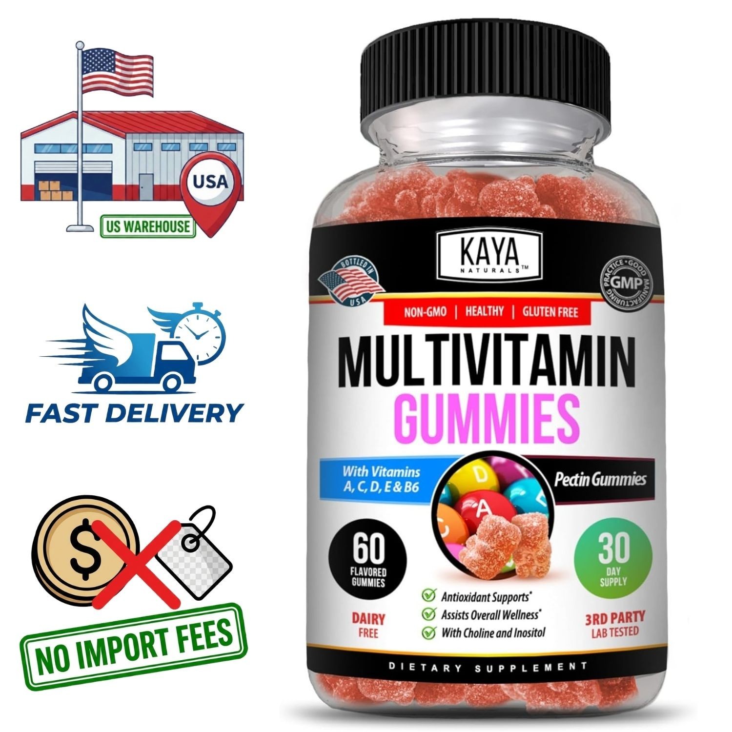 Adult Multivitamin Gummies 60 Strawberry | 30 Day Supply