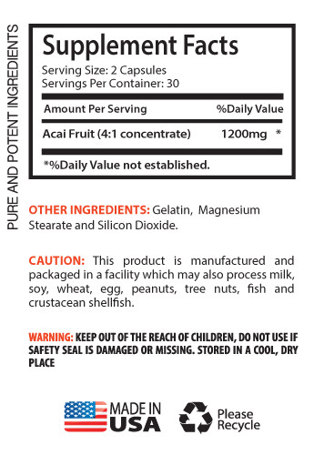 acai berry capsules – Acai Berry 1200mg – metabolism booster – 1 Bottle