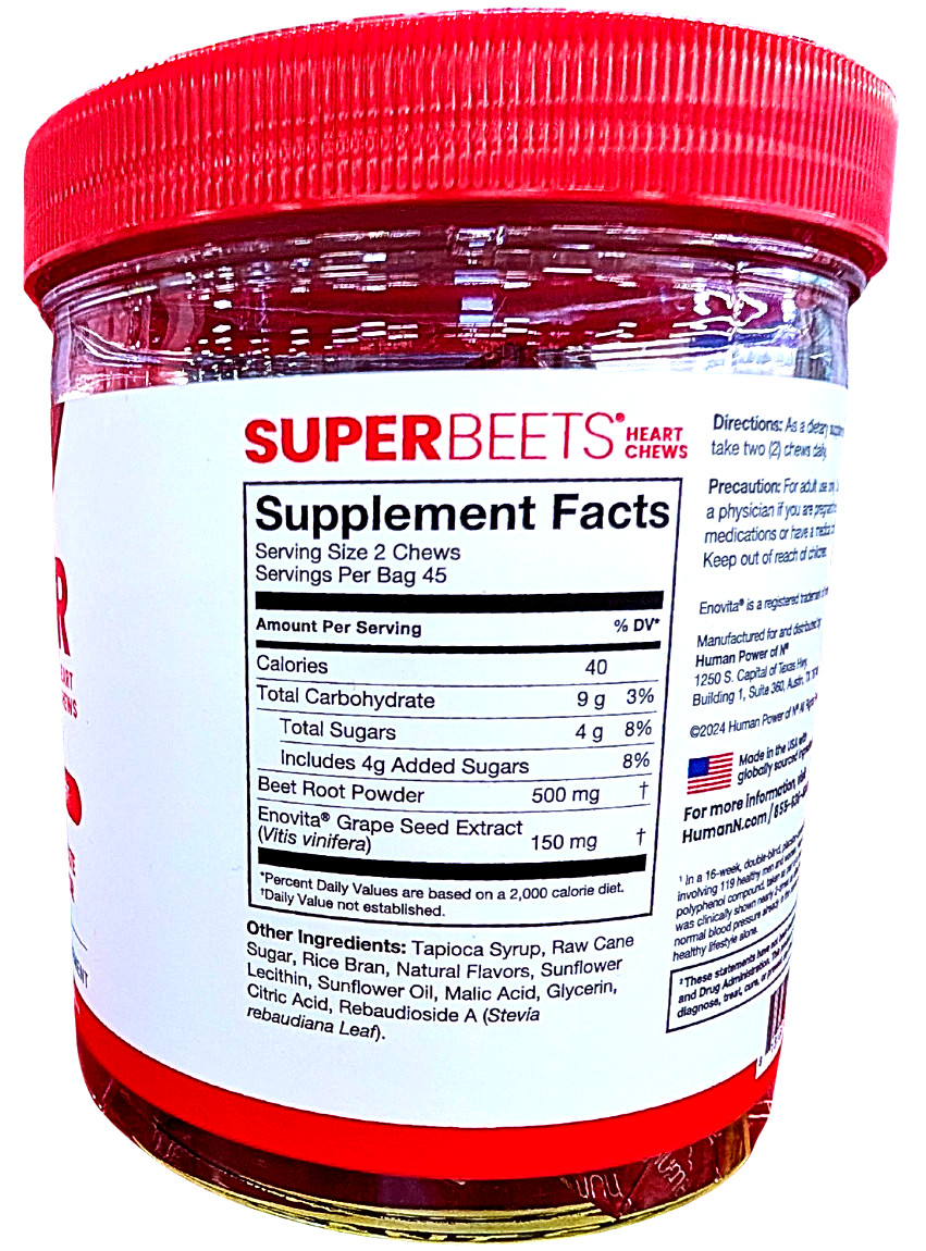 HumanN SuperBeets Heart Chews Pomegranate Berry 90 Count EXP 09/2026
