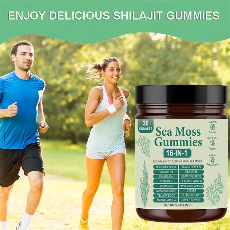 16 in 1 Sea Organic Moss Gummy | Irishmoss Extract 6000Mg | Green Apple Flavor.
