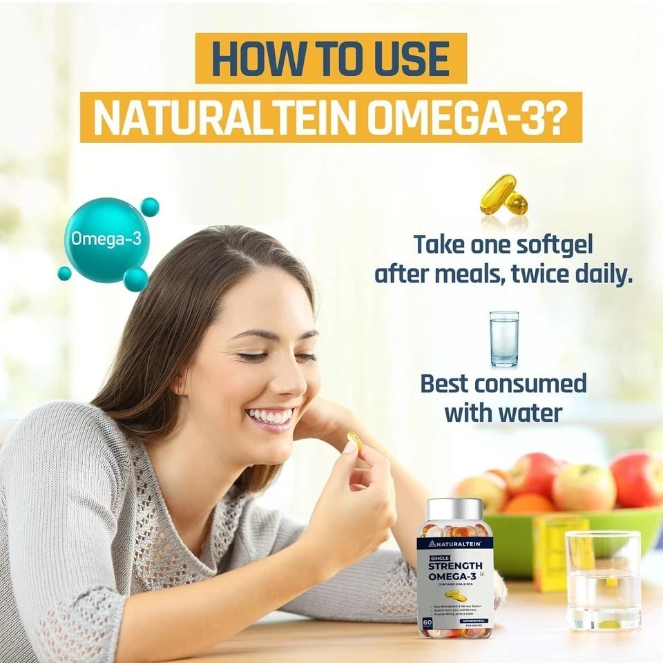 NATURALTEIN Omega 3 Fish Oil – 1000mg per Softgel | 60 Capsules F043