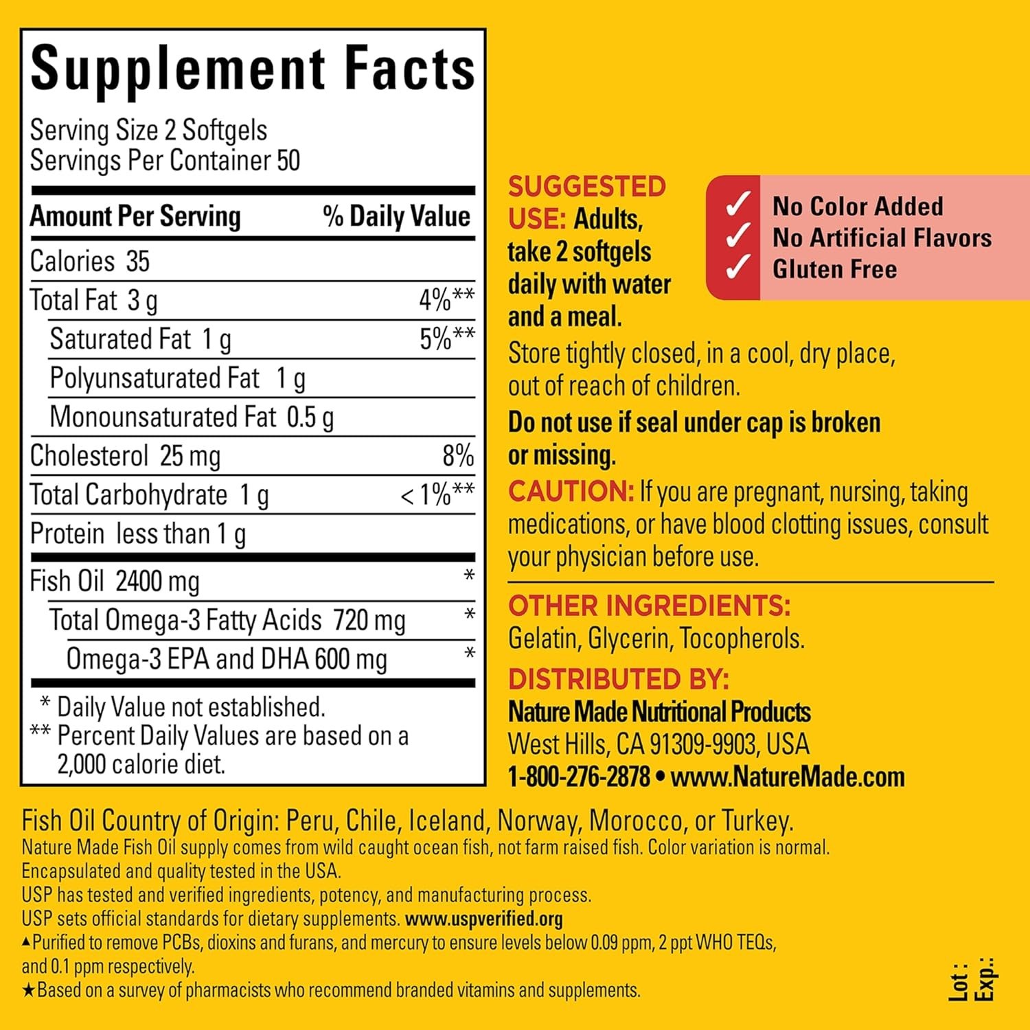 Nature Made Fish Oil Omega 3 Supplements, 1200mg Softgels, Omega 3 Fish Oil for