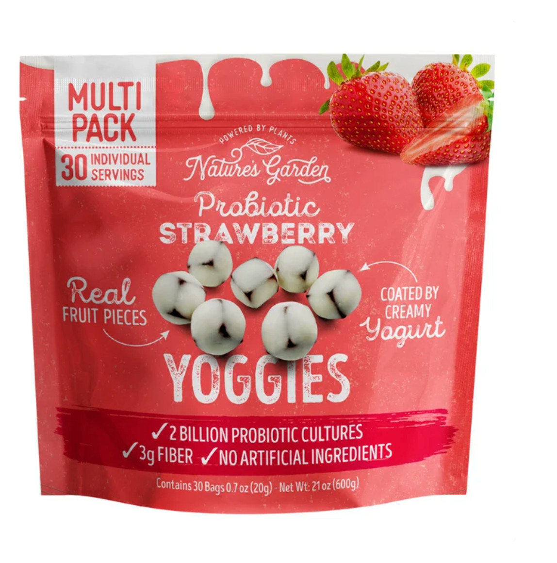 Nature’s Garden, Probiotic Strawberry Yoggies, 0.7 oz, 30-count
