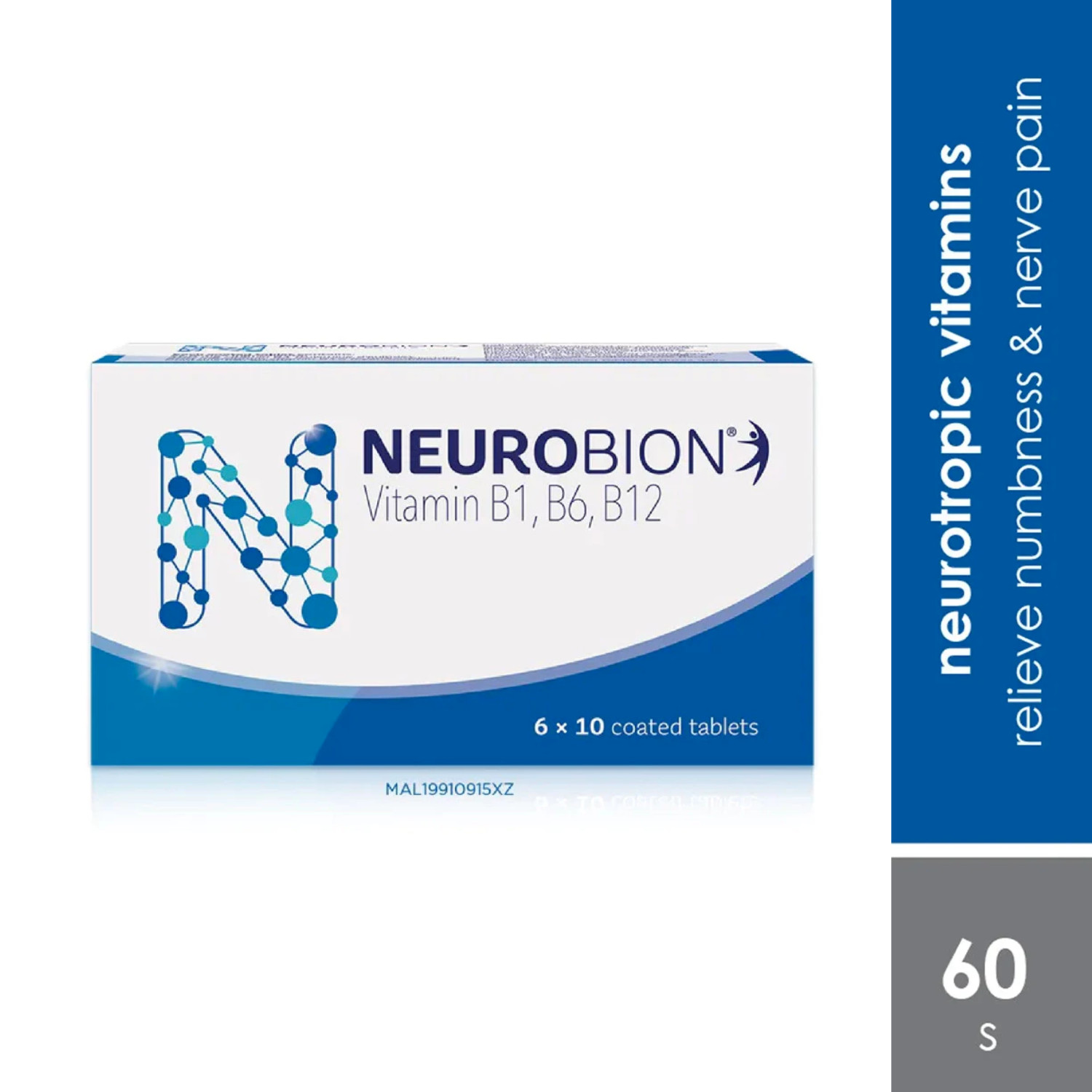 2x 60 Tablets Neurobion Vitamin B1, B6, B12 for Numbness, Tingling &Nerve Relief