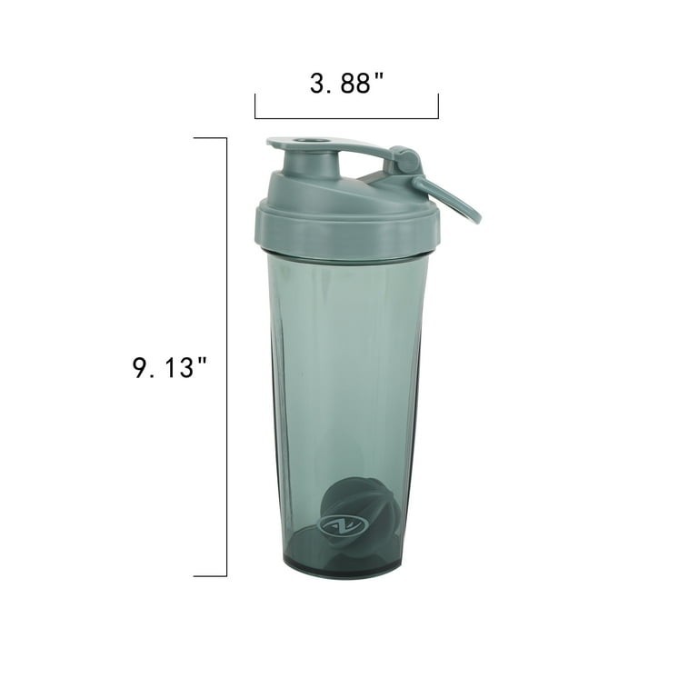 24 fl oz Plastic Shaker Bottle Gray Flip Lock BPA-Free Shatterproof Dishwasher