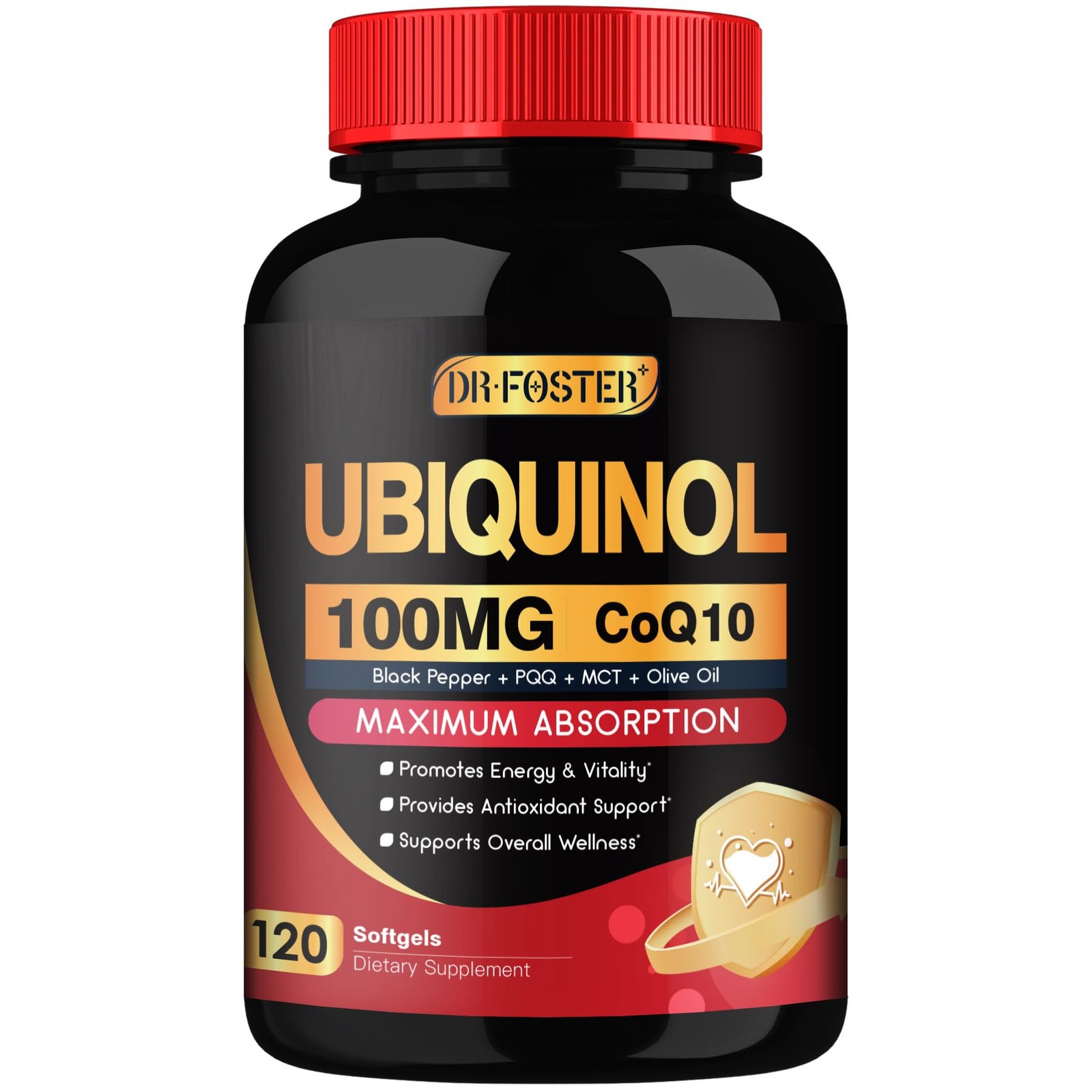DRFOSTER CoQ10 100mg Ubiquinol – Coenzyme Q10 Co Q 10 120 Count (Pack of 1)