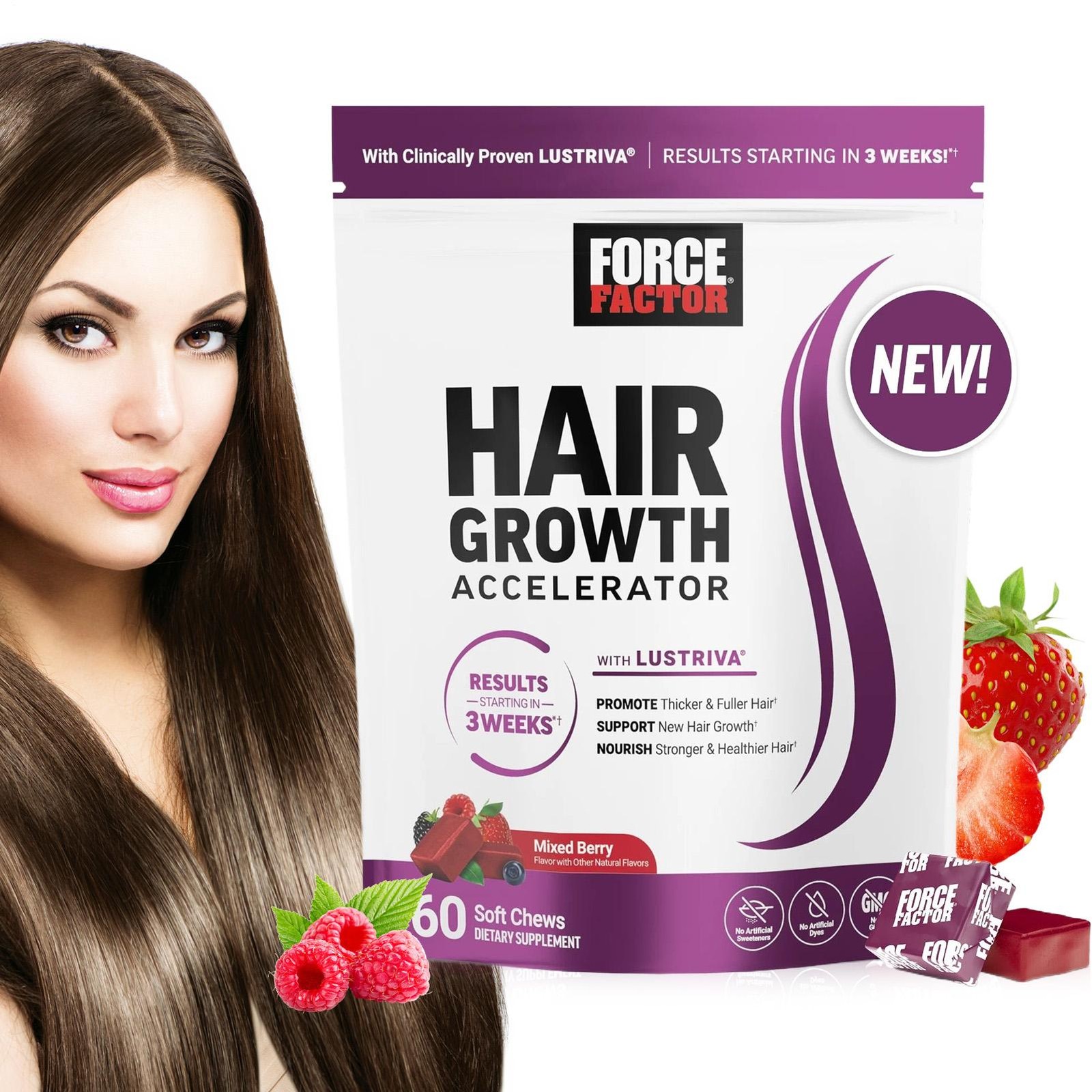 Factor FOKGE Hair Growth Accelerator Soft Chews, Hair Growth Vitamins For Women