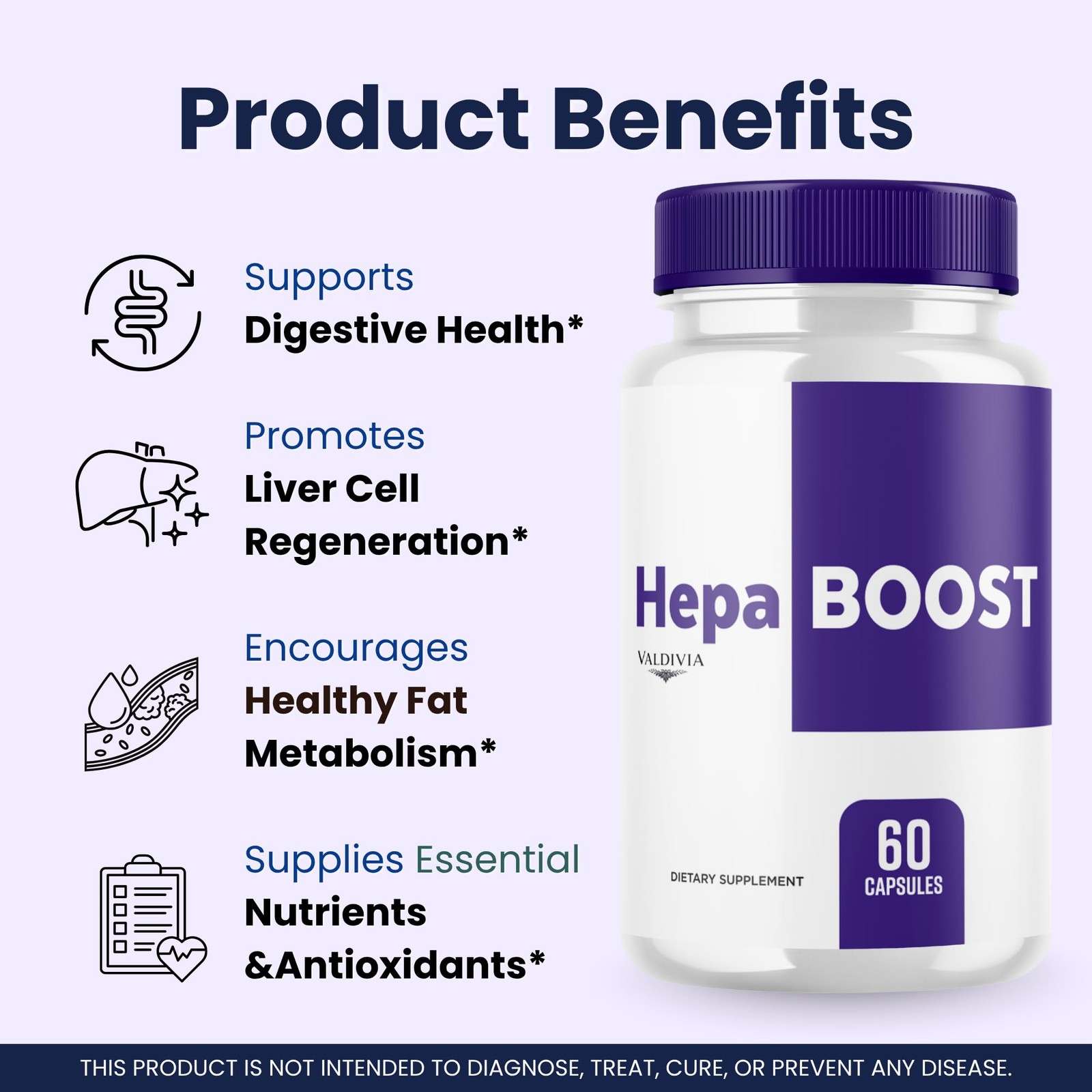 HepaBoost Liver Health Support Supplement Capsules Detox 1 Pack 60Ct